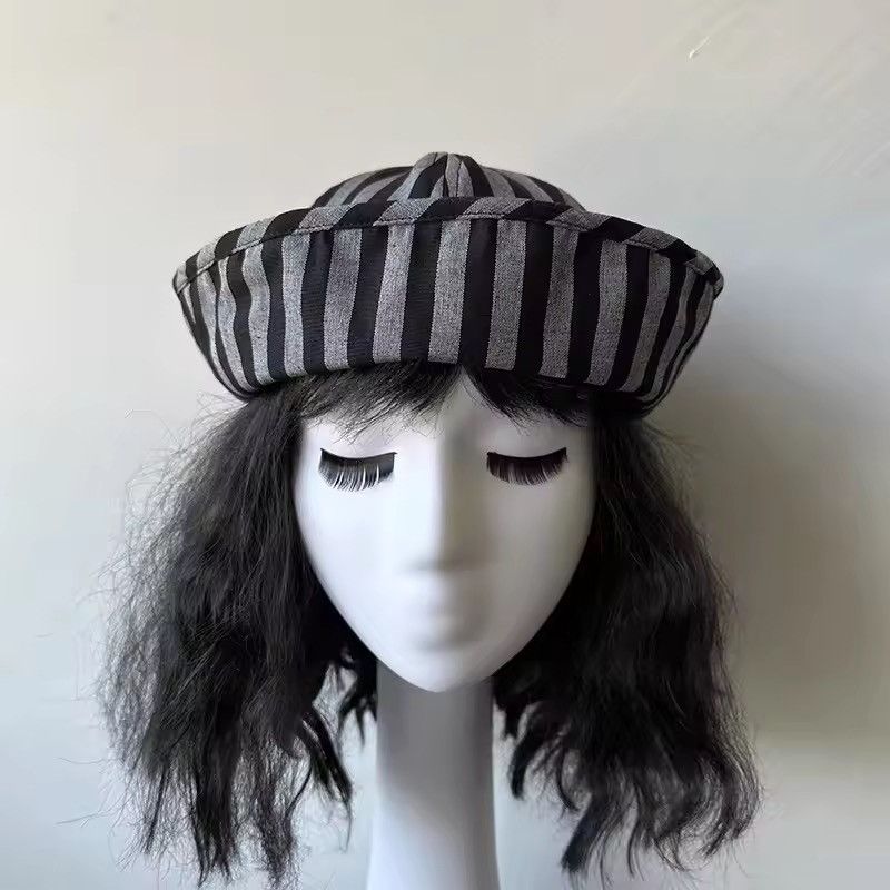 Japanese Brand Black Stripe Beret Sailor Cap – Y2K French Girl Aesthetic Size ONE SIZE - 4 Thumbnail