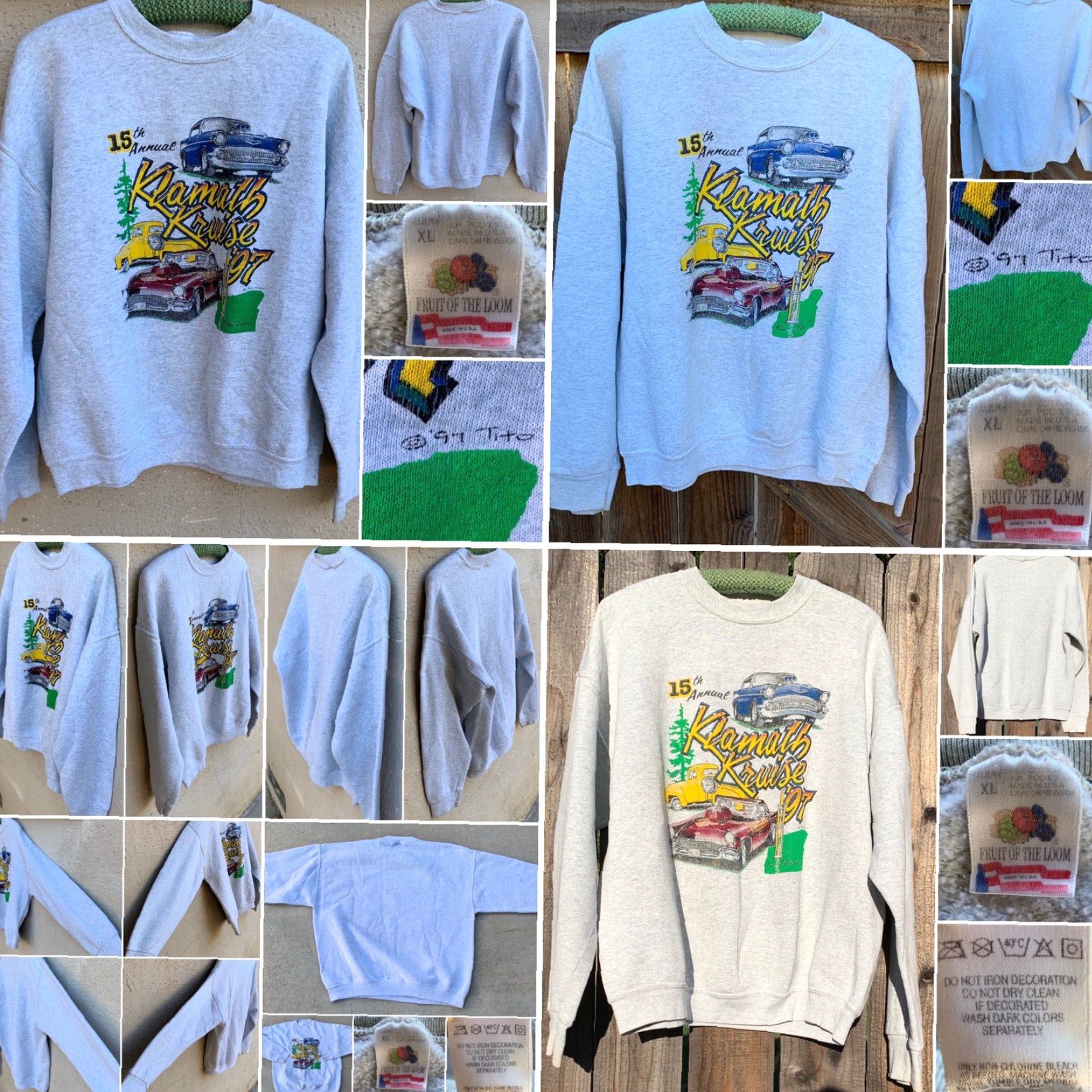 Fruit Of The Loom Vintage 15th Annual Klamath Kruise ’97 Sweatshirt Oregon 1990s XL Gray Graphic Sweatshirt Mens Size US XL / EU 56 / 4 - 2 Thumbnail
