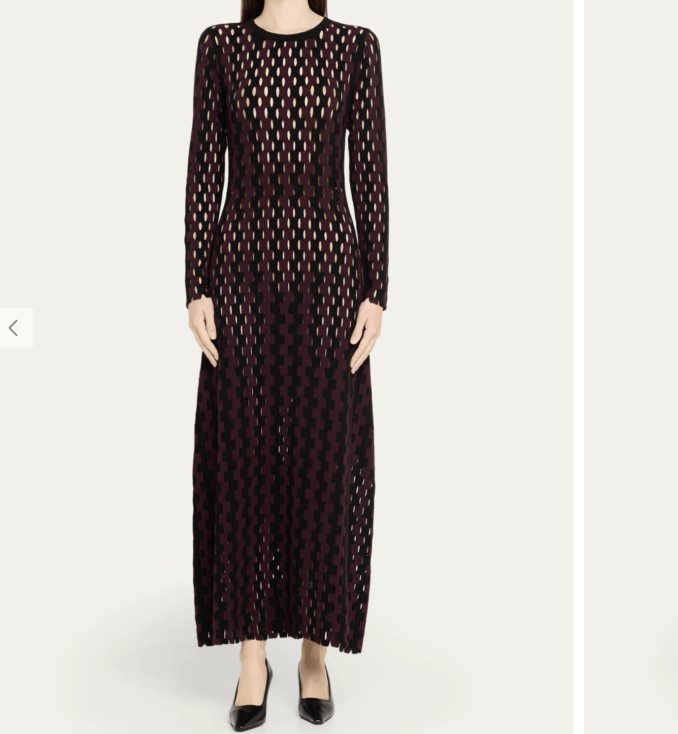 Zankov Natalie Two-Tone Open-Knit Long Sleeve Maxi Dress
