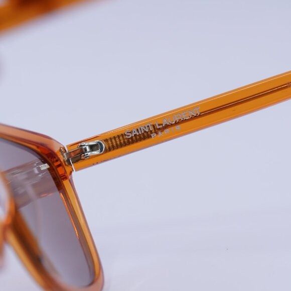 Saint Laurent Paris Saint Laurent SL501 005 Sunglasses Transparent Orange Square Size ONE SIZE - 7 Thumbnail