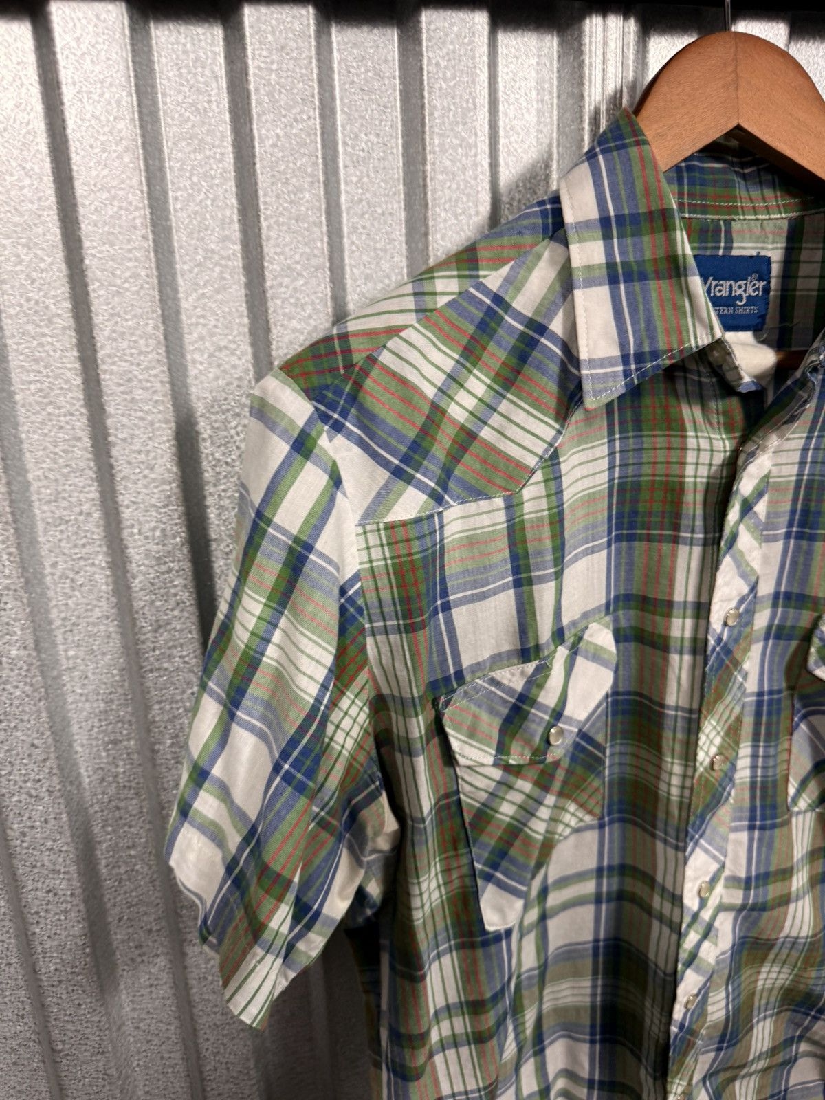 Wrangler Vintage Wrangler Western Pearl Snap Green Plaid Cowboy Shirt Size US L / EU 52-54 / 3 - 3 Thumbnail