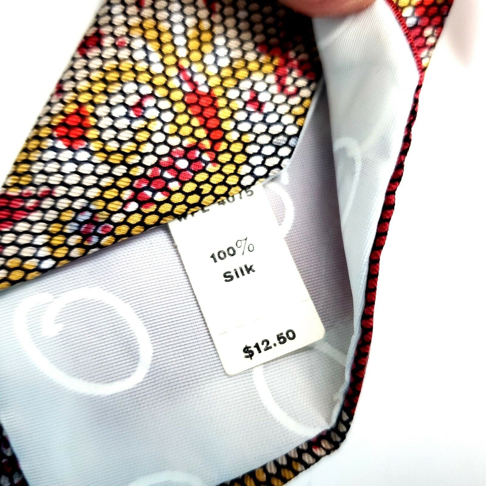 Oscar De La Renta Oscar De La Renta Red Silk Tie Paisley Geometric Short Wide Size ONE SIZE - 4 Thumbnail
