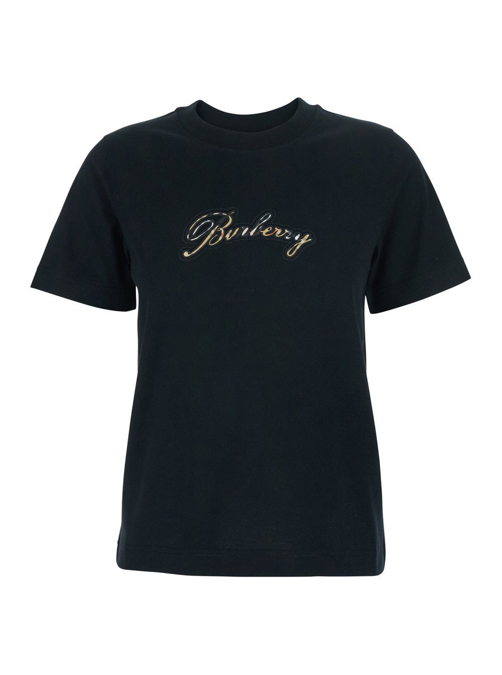 Burberry Black T-Shirt with Logo Lettering on the Front in Cotton Woman Size M / US 6-8 / IT 42-44 - 1 Thumbnail