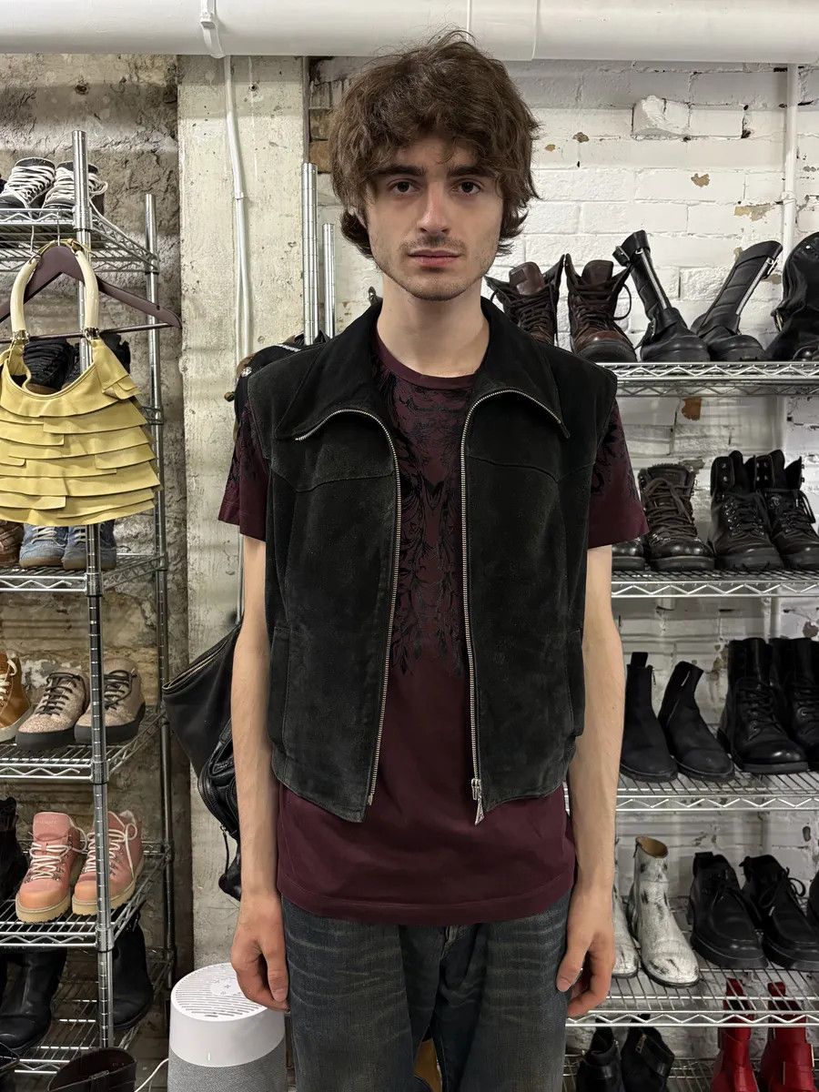 1990s Armani Black Suede Leather Premium Vest