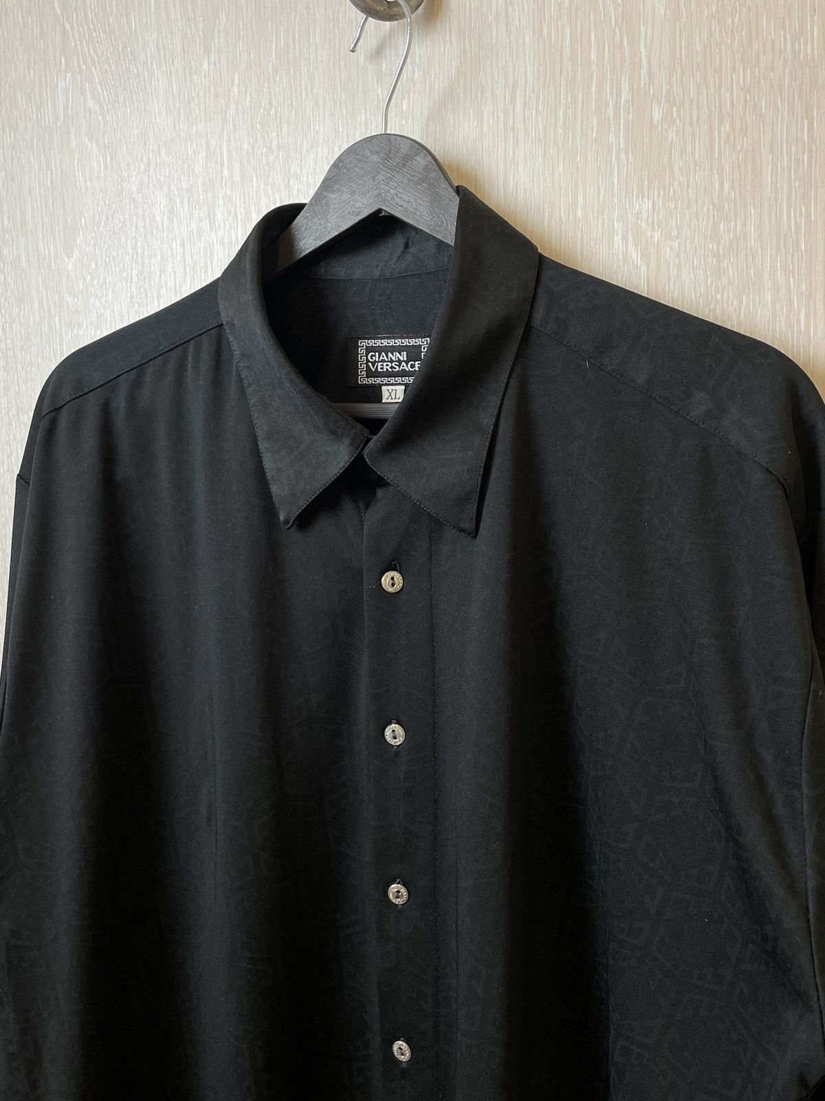 Versace × Vintage vintage 90s gianni versace black monogram button up shirt L Size US XL / EU 56 / 4 - 6 Thumbnail