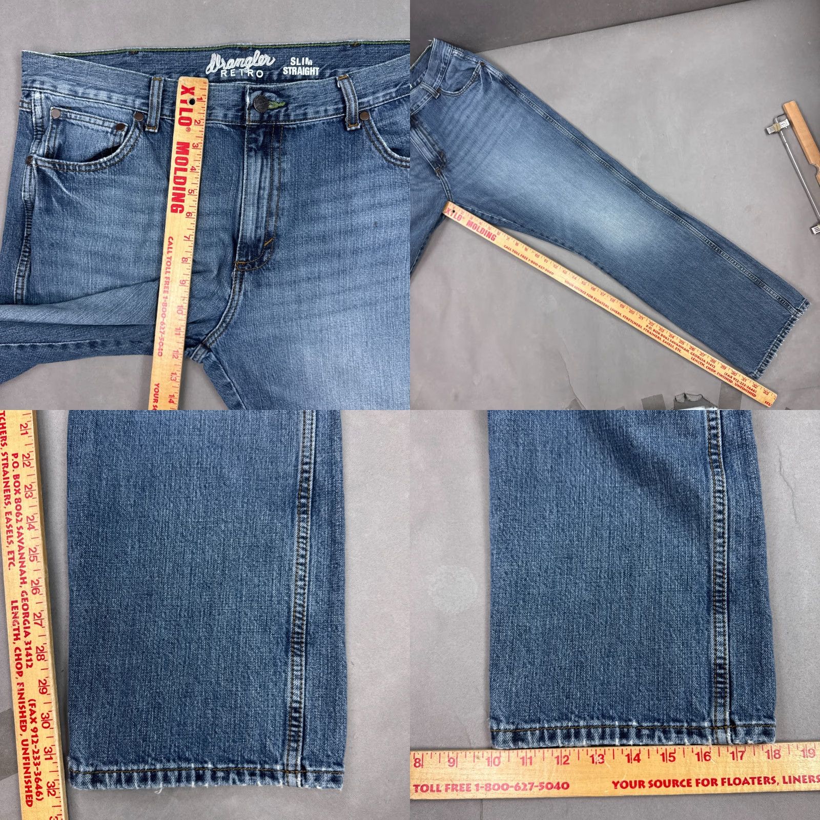 Wrangler Wrangler Jeans Men 38x32 Blue Retro Straight Western Distressed Pant (Tag38x34) Size US 38 / EU 54 - 9 Thumbnail