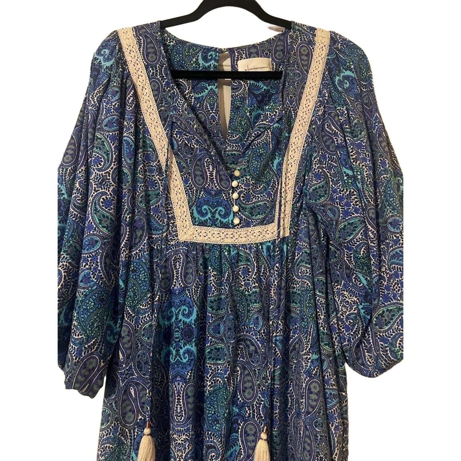 Other Anthropologie Blue Tassel Romper M Blue Boho Tassel coastal Size 32" / US 10 / IT 46 - 6 Thumbnail
