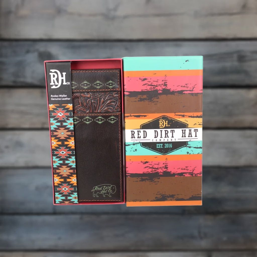 Vintage VINTAGE Red Dirt Hat Men's Rodeo Wallet Tooled Accent Western Cowboy Leather Turquoise Size ONE SIZE - 1 Thumbnail