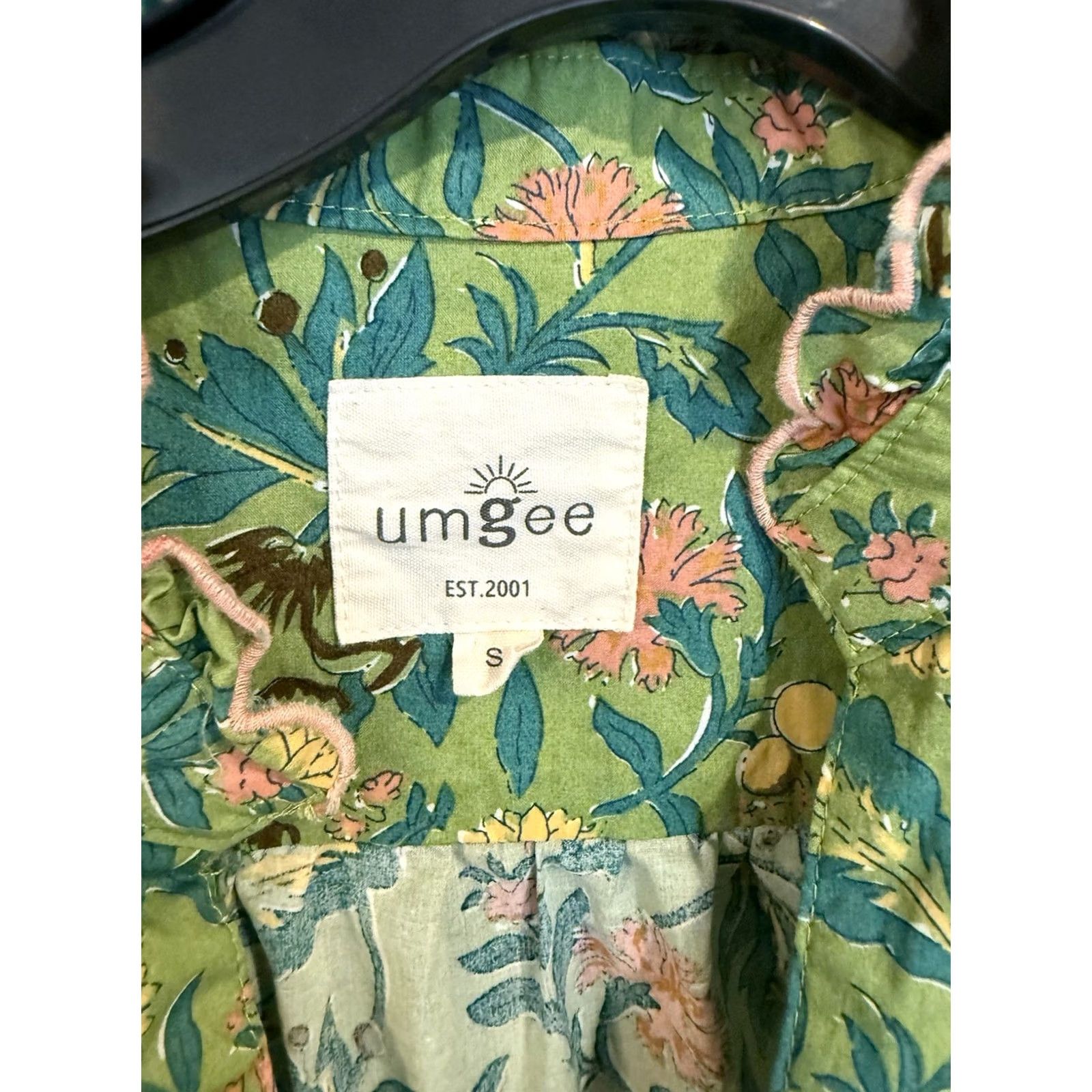 Vintage VINTAGE Umgee green Floral Garden Print Silky Cotton Tiered flutter Midi Dress Small Womens" Size S / US 4 / IT 40 - 2 Thumbnail