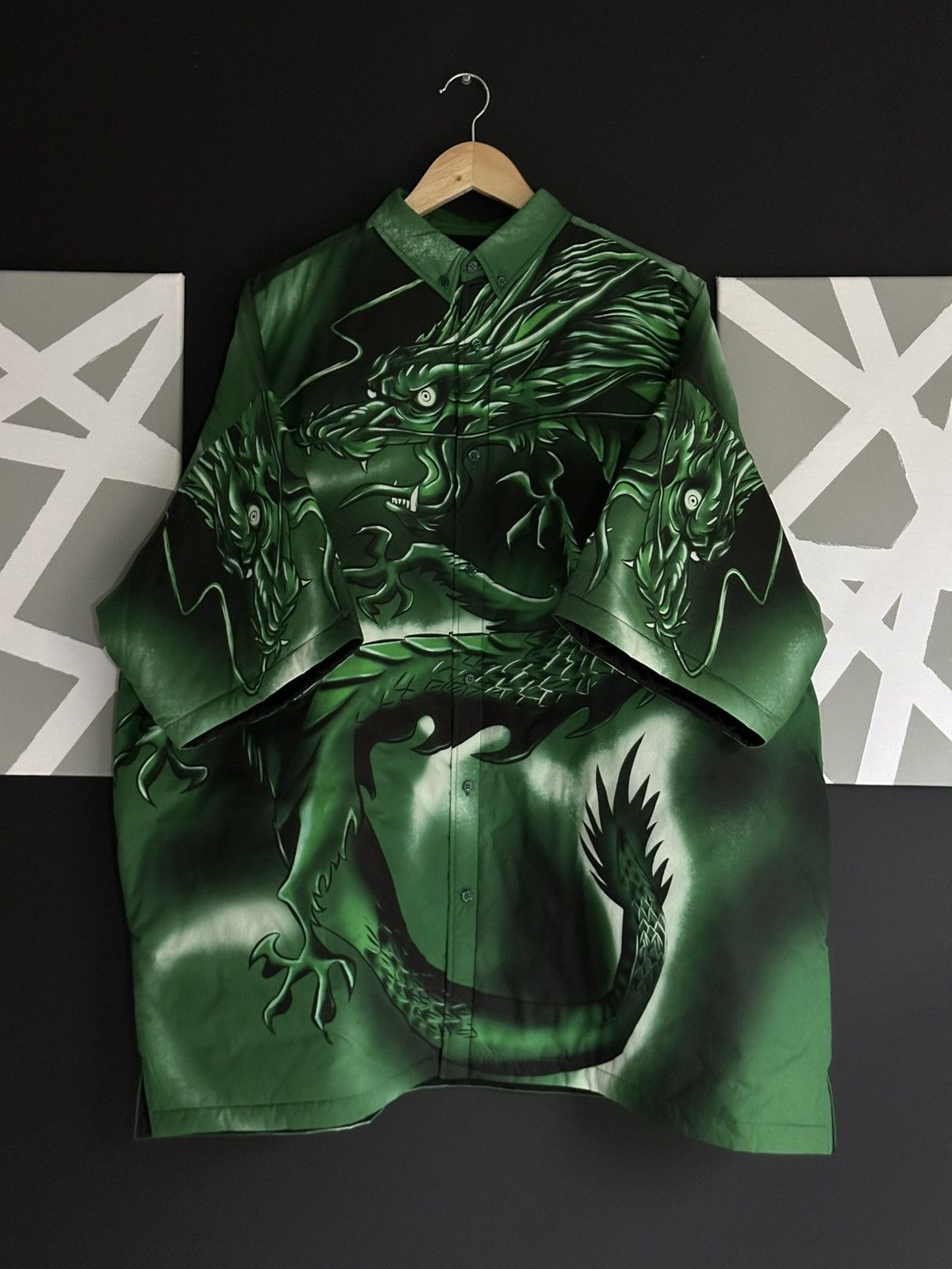 Balenciaga Balenciaga Spring 2018 Green Dragon Padded Shirt Grailed