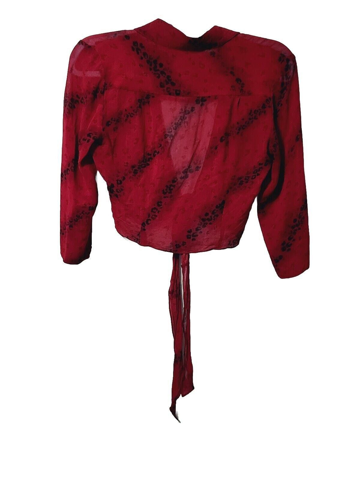 Express Express Crop Top 5/6 Red Cheetah Print 100% Silk Sheer y2k Size M / US 6-8 / IT 42-44 - 2 Thumbnail