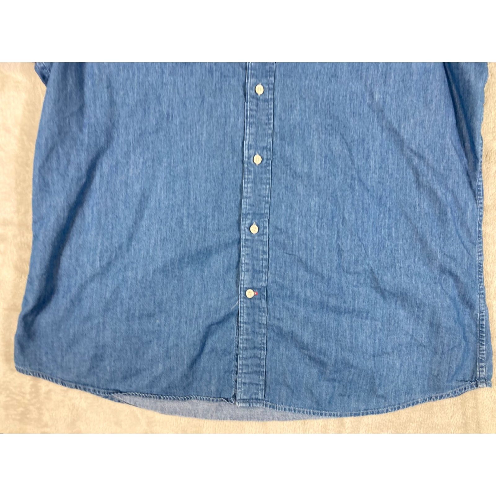 Cremieux Cremieux Classics Denim Button Down Shirt Mens XL Blue Cotton Short Sleeve Size US XL / EU 56 / 4 - 4 Thumbnail