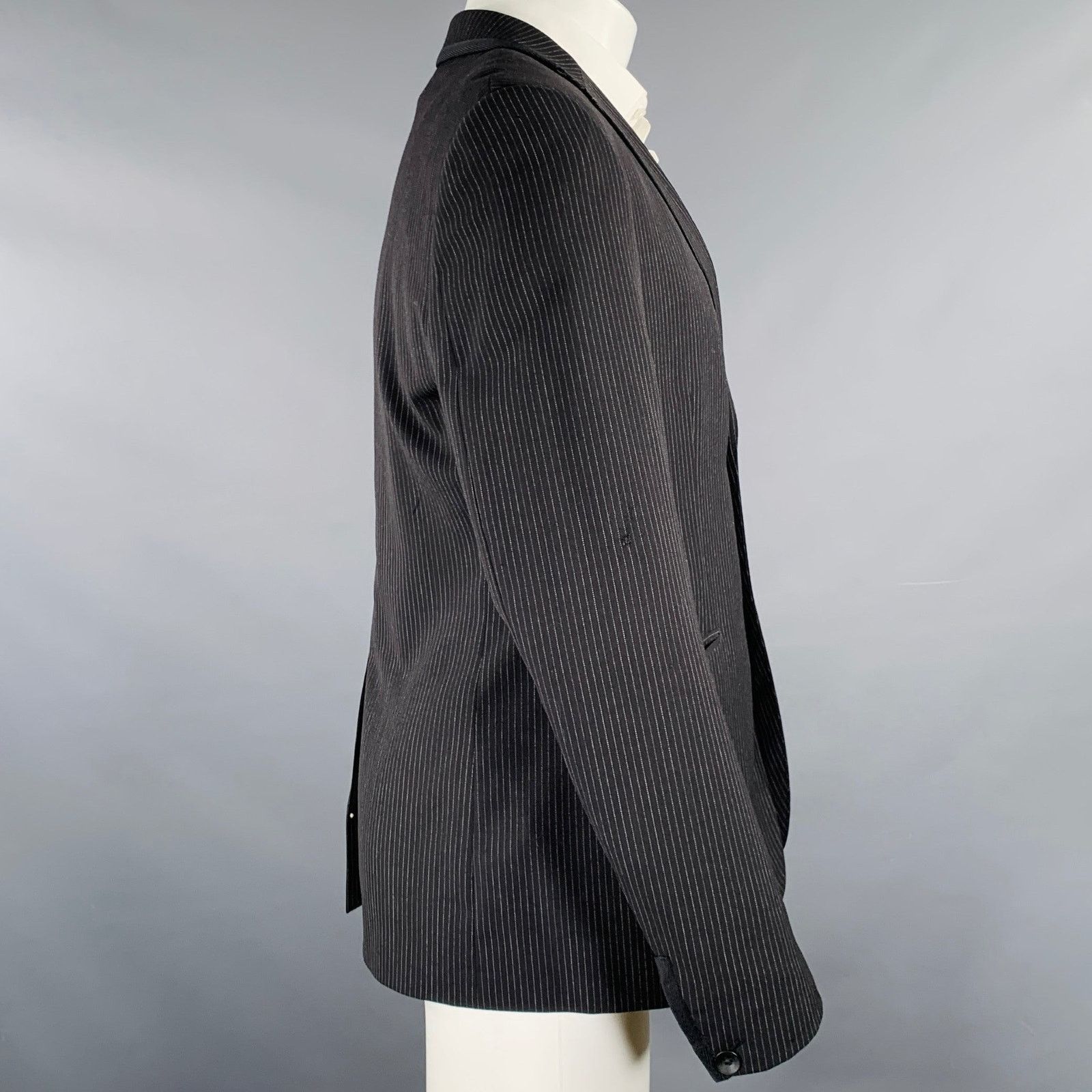 Rag & Bone Size 40 Black Grey Pinstripe Wool Single Breasted Sport Coat Size 40R - 3 Thumbnail