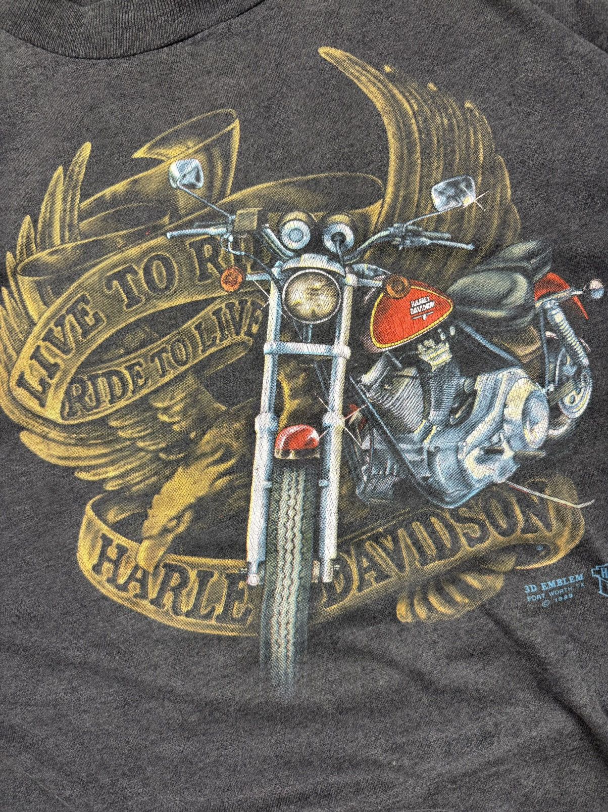 Harley Davidson × Vintage Ultra rare 1989 3D Emblem Harley Davidson love to ride tee Size US XL / EU 56 / 4 - 9 Thumbnail