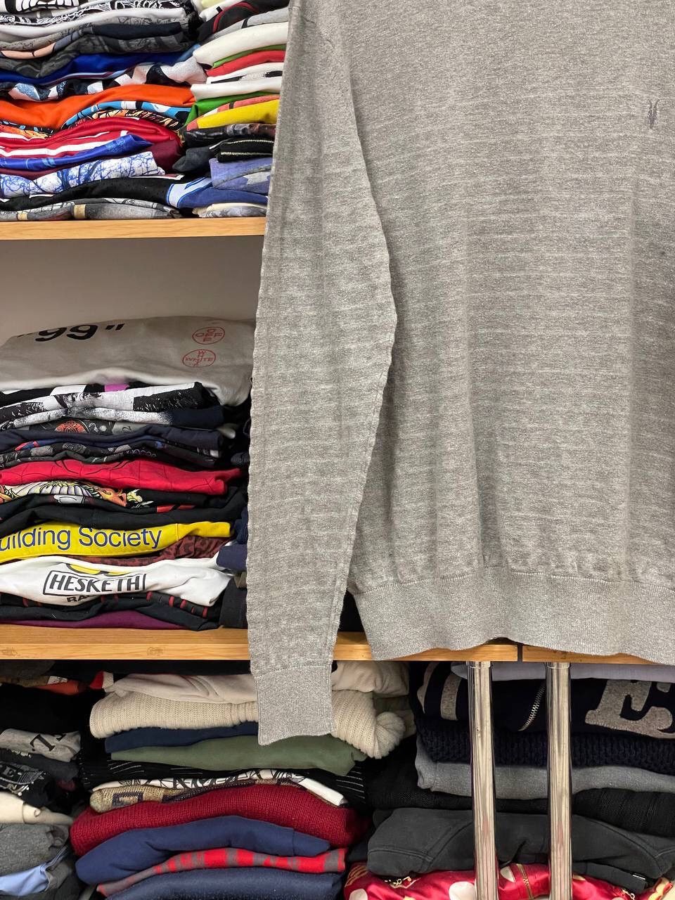 Allsaints × Vintage AllSaints Men’s Waffle Knit Grey Basic Crewneck Sweater M Size US M / EU 48-50 / 2 - 7 Thumbnail
