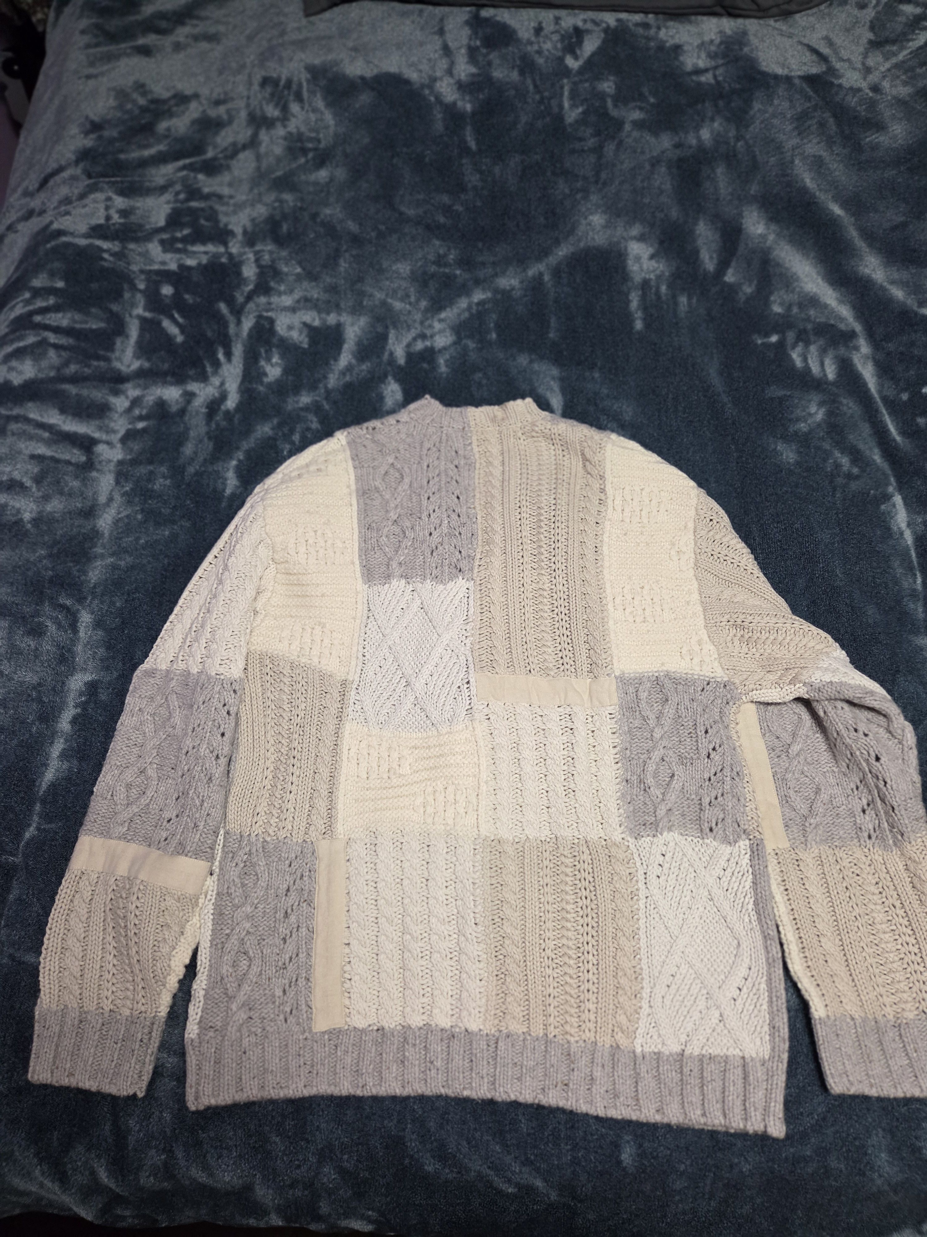 Supreme Supreme Patchwork Cable Knit Cardigan Ivory Size US M / EU 48-50 / 2 - 2 Thumbnail