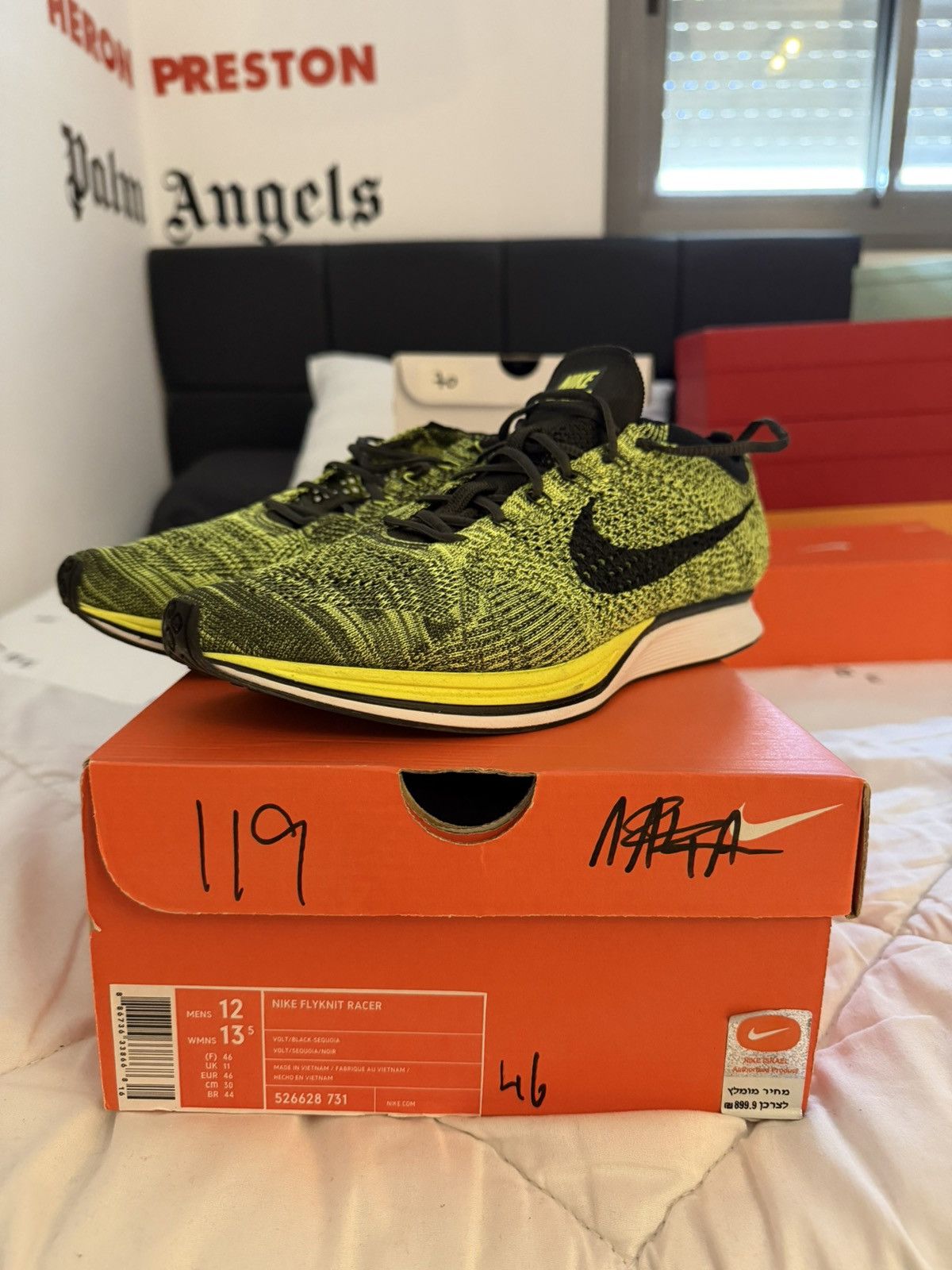 Nike Nike Flyknit Racer Volt 12US Size US 12 / EU 45 - 1 Thumbnail