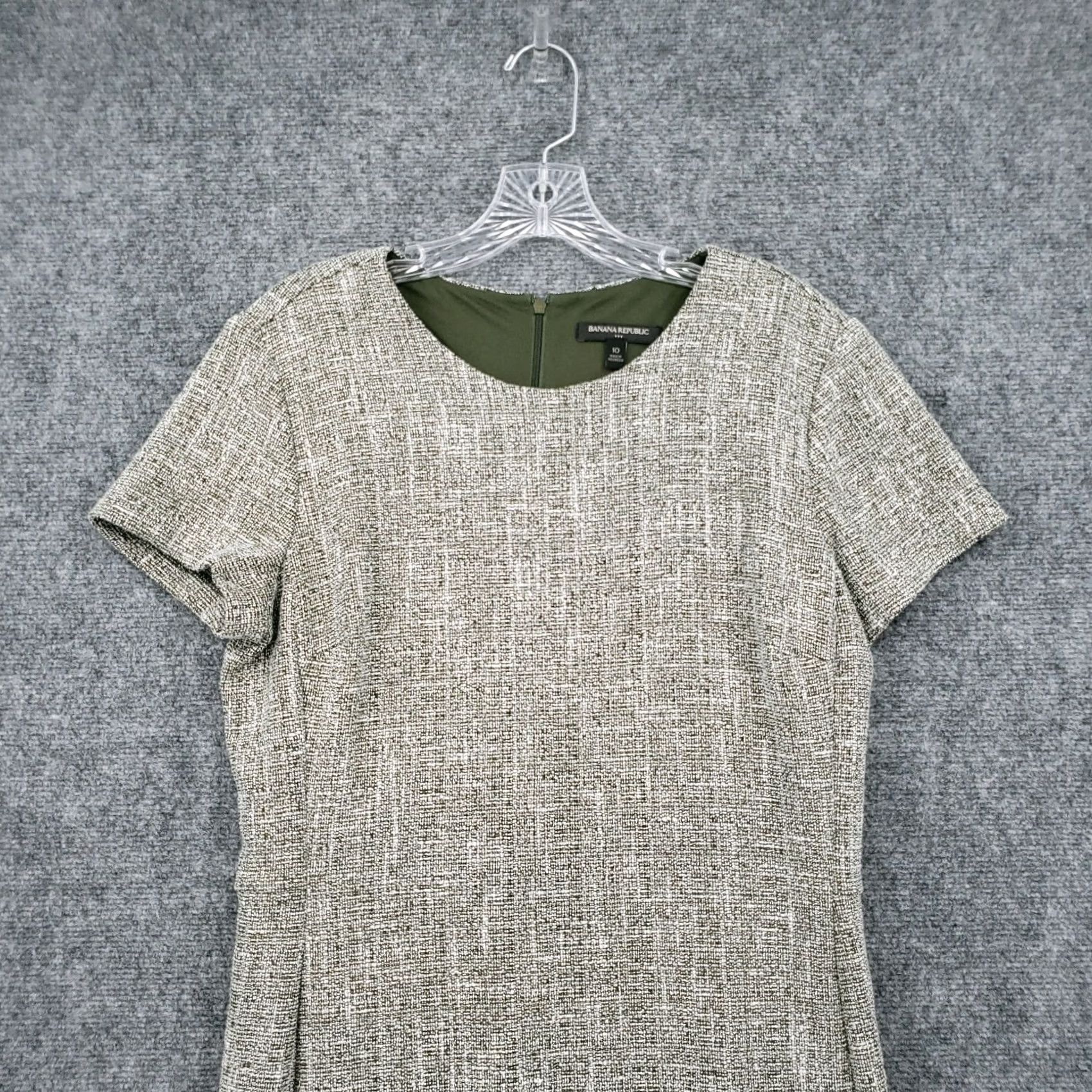 Banana Republic Banana Republic Dress Womens Green Tweed Sheath Mini Short Sleeve Stretch Size 10 Size 32" / US 10 / IT 46 - 3 Thumbnail