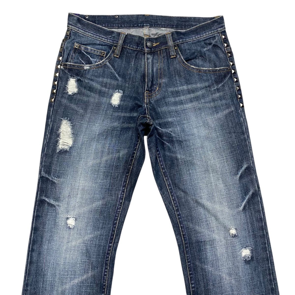 Japanese Brand MIDAS Hole Distressed Denim Jeans Studded Size US 29 - 3 Thumbnail