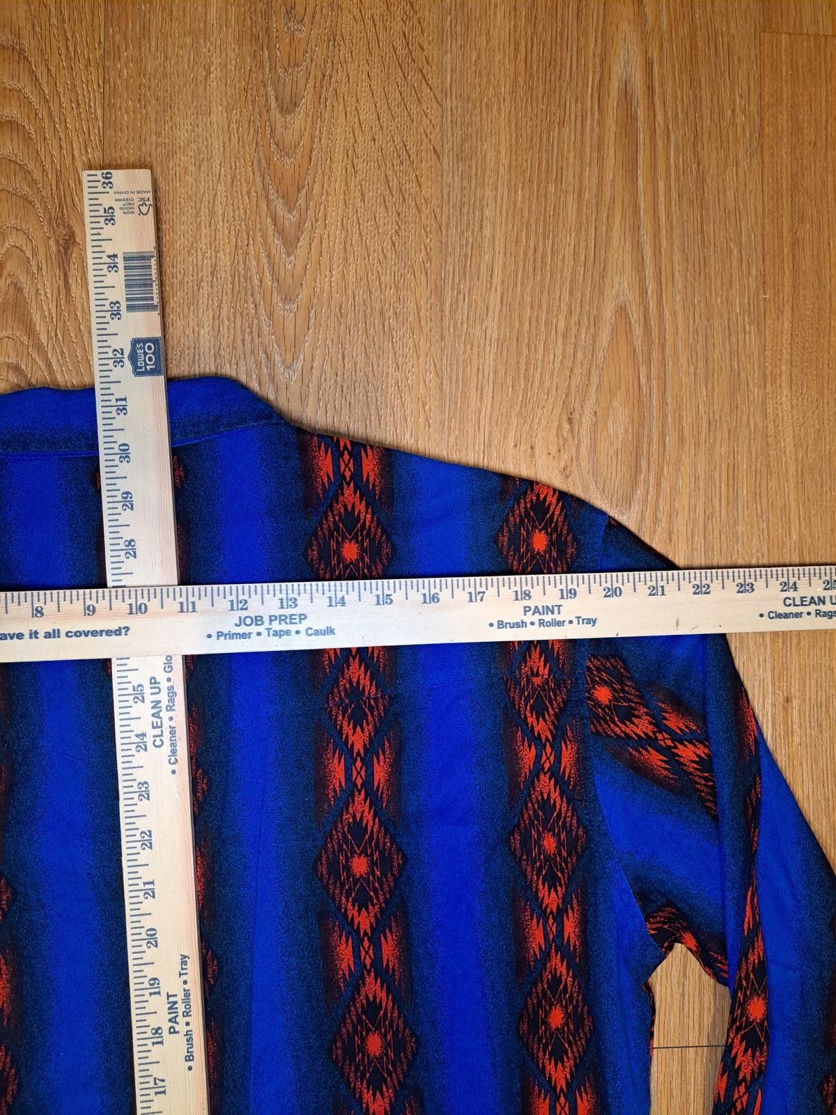 Wrangler VINTAGE Wranger Pearl Snap Shirt Mens Large Blue Red Aztec Size US L / EU 52-54 / 3 - 7 Thumbnail