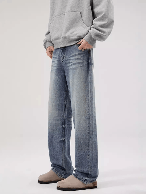Japanese Brand × Jean Men's trendy blue whisker American cleanfit straight jeans Size US 32 / EU 48 - 2 Thumbnail