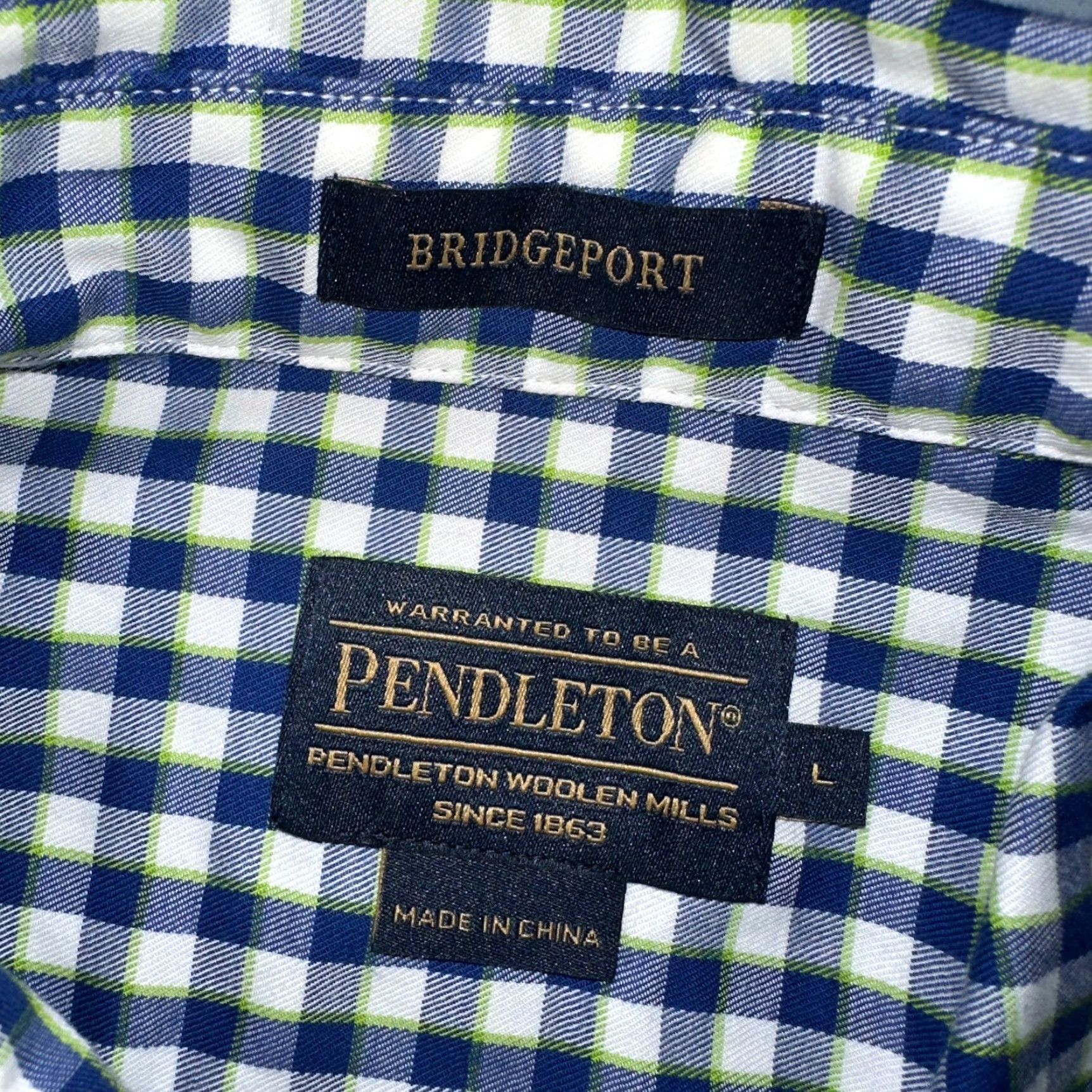 Pendleton Pendleton Bridgeport Shirt Men's Size L Blue Lime Check Long Sleeve Button Down Size US L / EU 52-54 / 3 - 6 Thumbnail