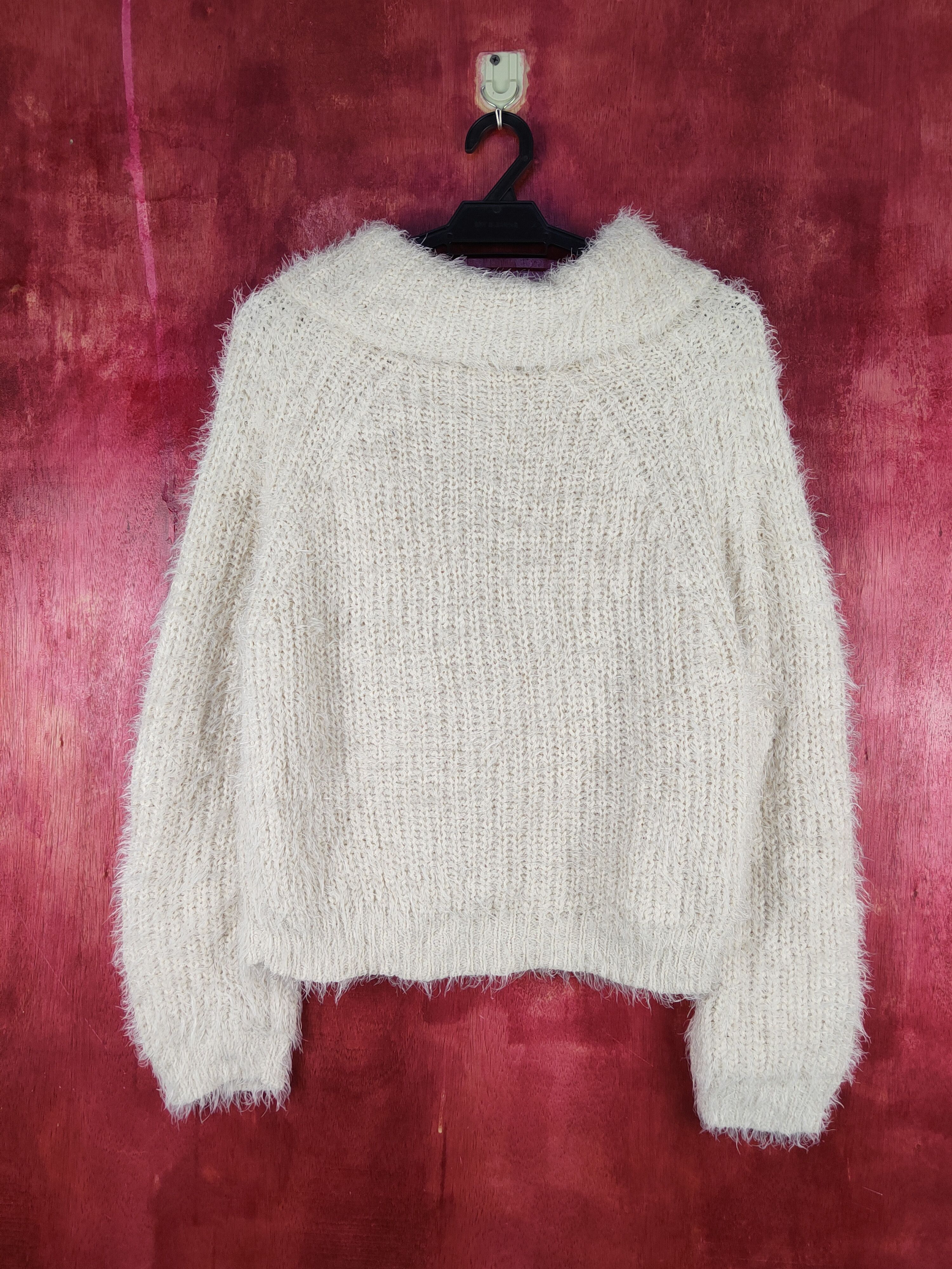 Homespun Knitwear Gorge Cream Shag Shaggy Fur Mohair Knitwear #S2275 Size S / US 4 / IT 40 - 7 Thumbnail