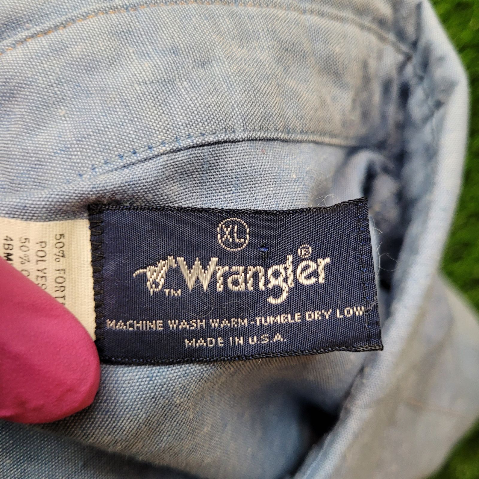 Wrangler VTG 80s Wrangler Pearl Snap Western Shirt XL 17.5x34/35 USA Size US XL / EU 56 / 4 - 4 Thumbnail