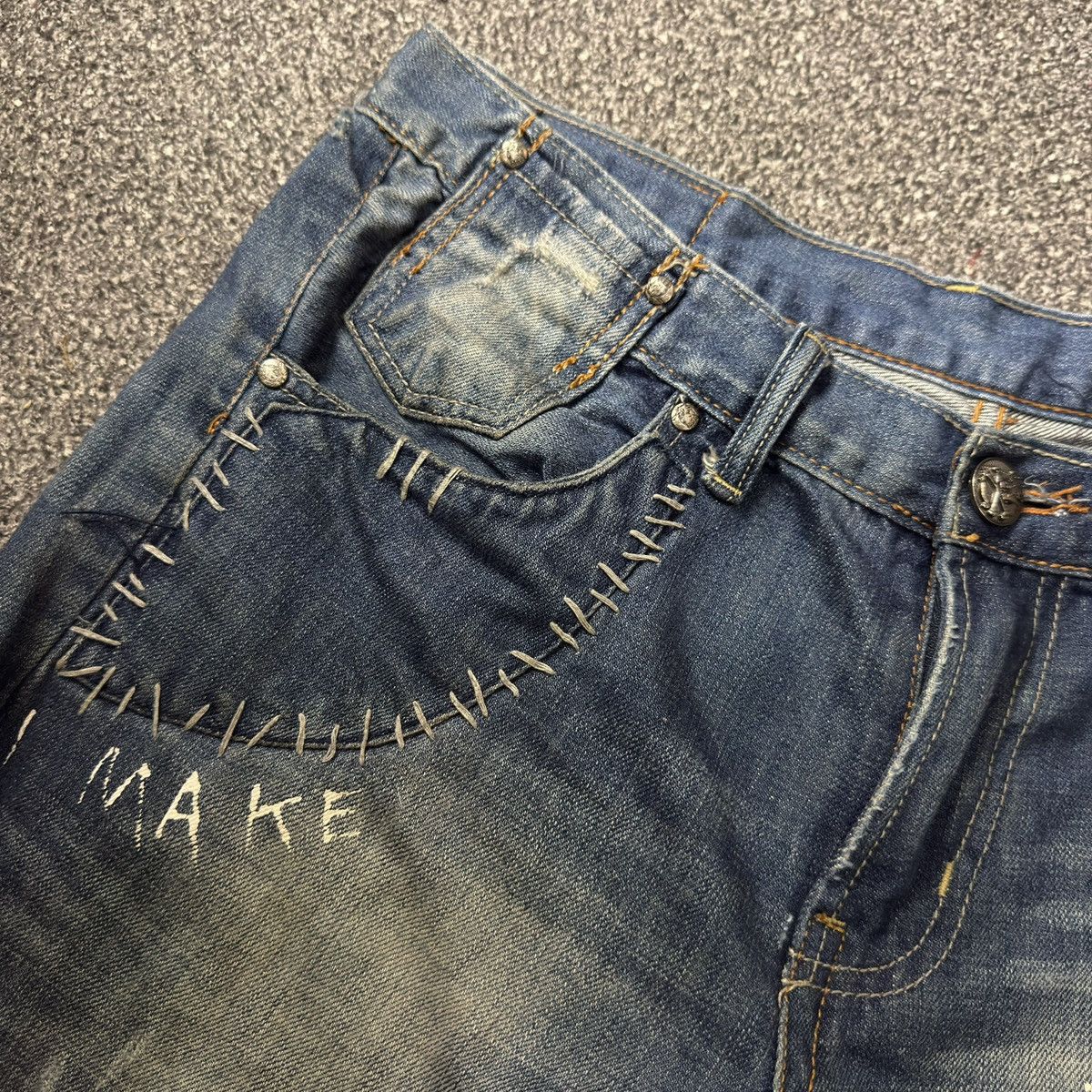 Japanese Brand Japanese Destroyed Karakuri Thrashed Denim Vintage Y2K Size US 34 / EU 50 - 14 Thumbnail