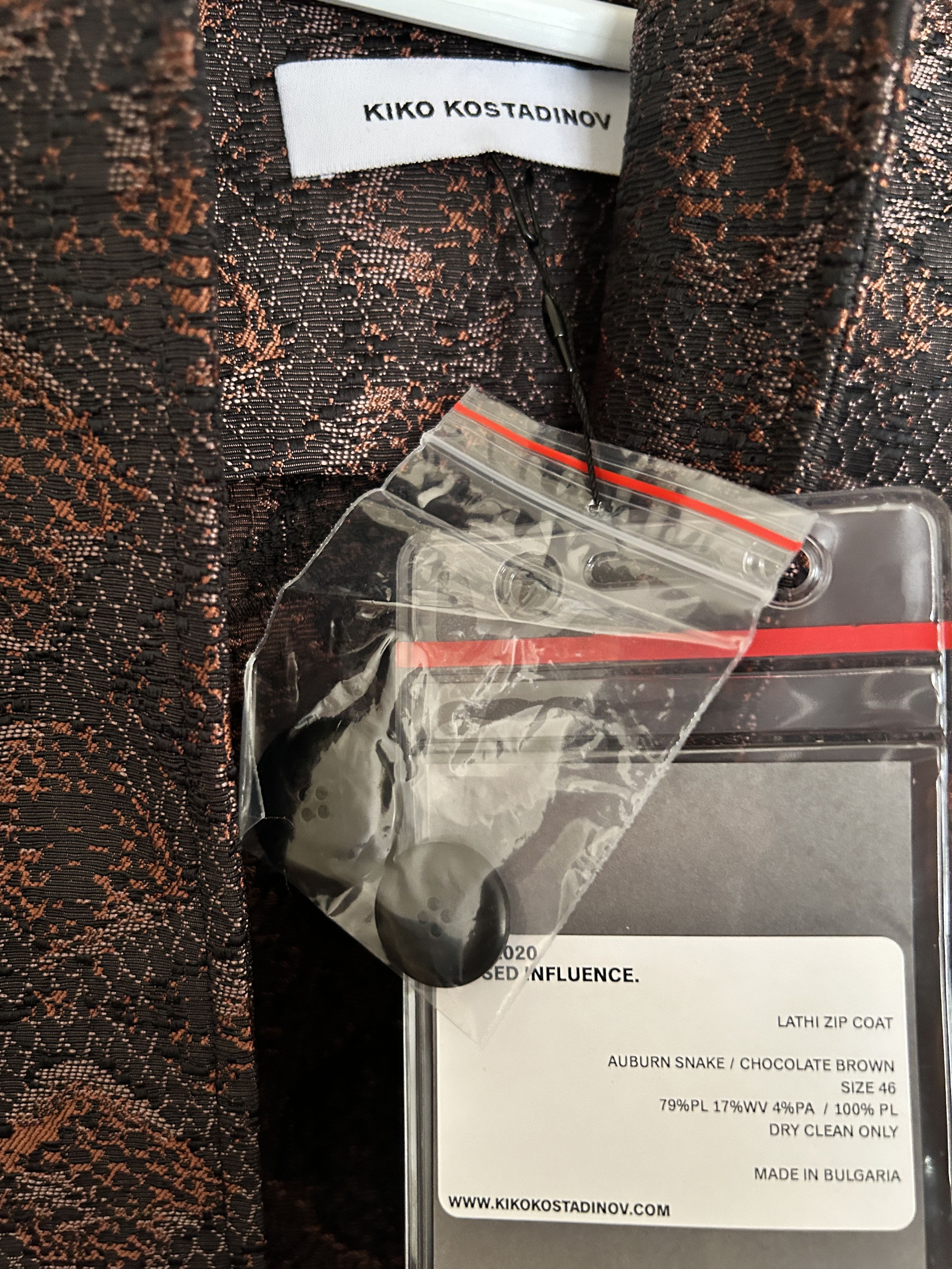 Kiko Kostadinov Kiko Kostadinov FW20 LAHTI ZIP COAT SNAKE Size US S / EU 44-46 / 1 - 4 Thumbnail