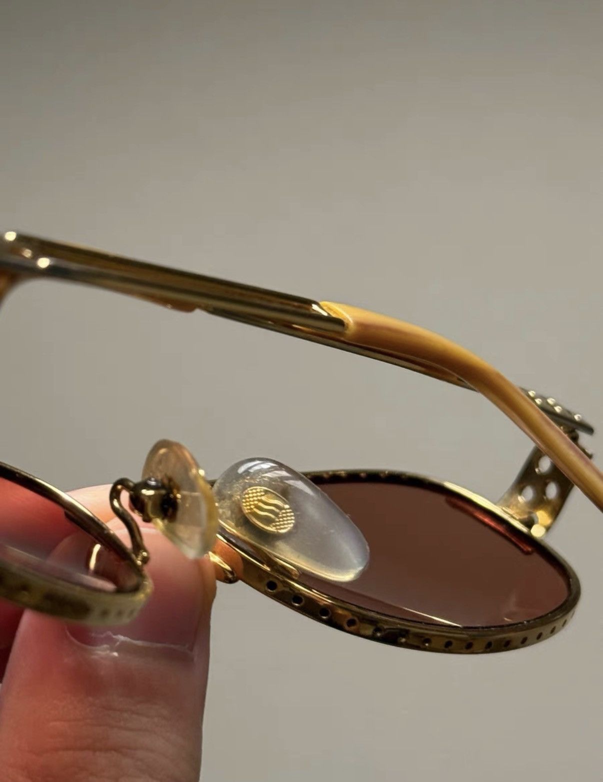 Jean Paul Gaultier Jean Paul Gaultier Gold Rim Perforated Sunglasses K24 Size ONE SIZE - 6 Thumbnail