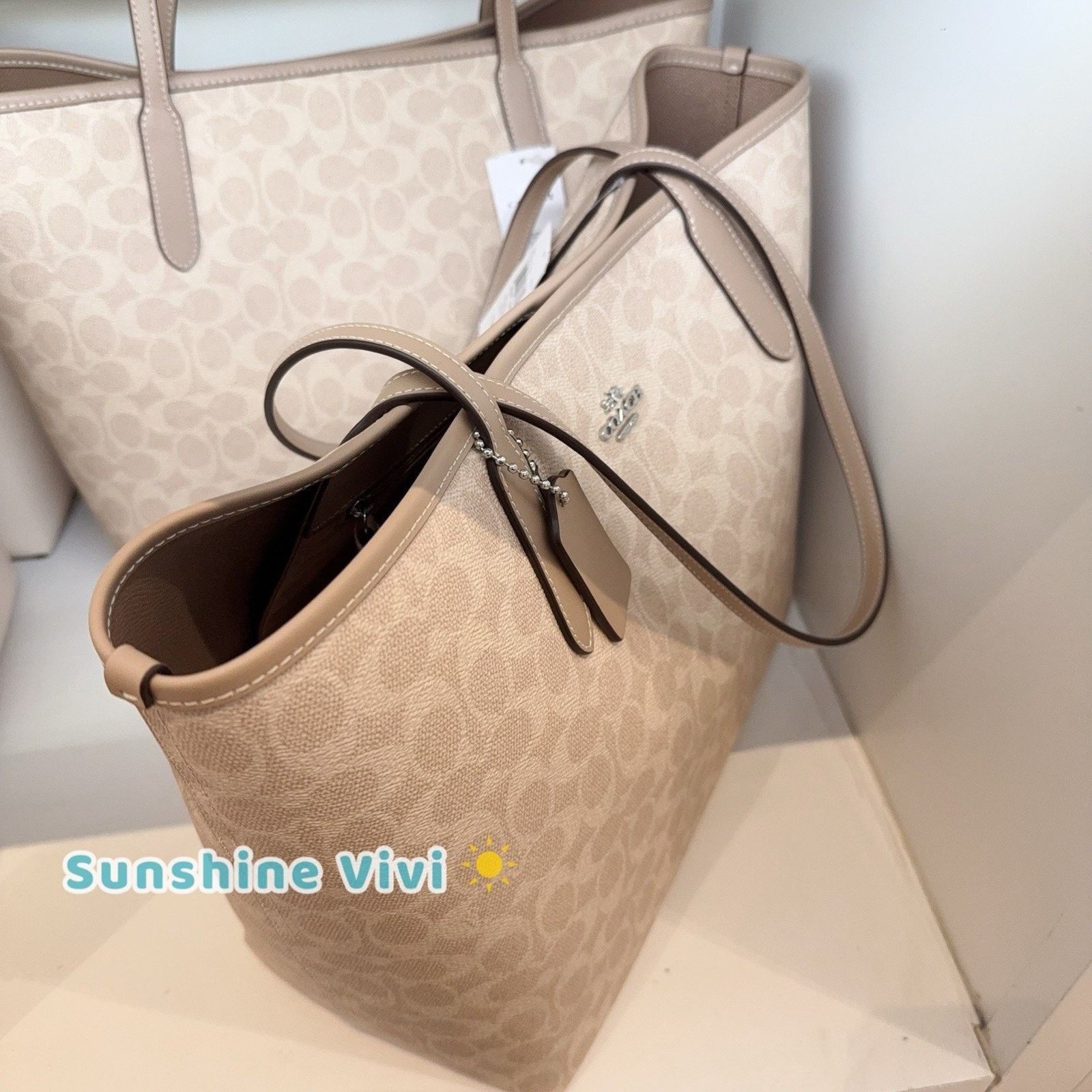 Coach NWT Coach City Tote Bag Signature Canvas CV976 Sand/Taupe Size ONE SIZE - 9 Thumbnail