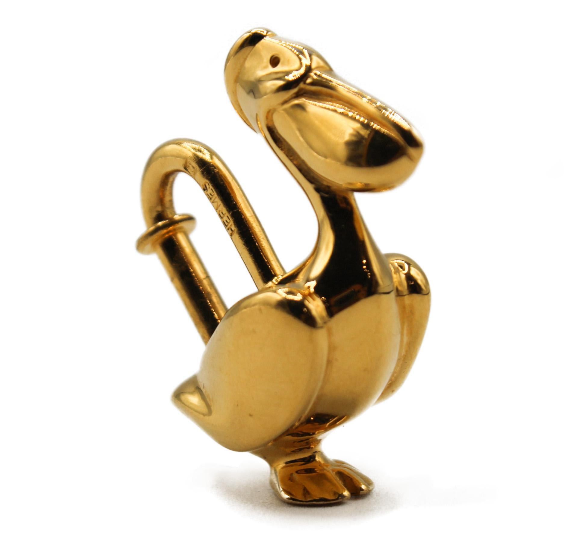 image of Hermes Gold Plated Pelican Bag Charm, Women's