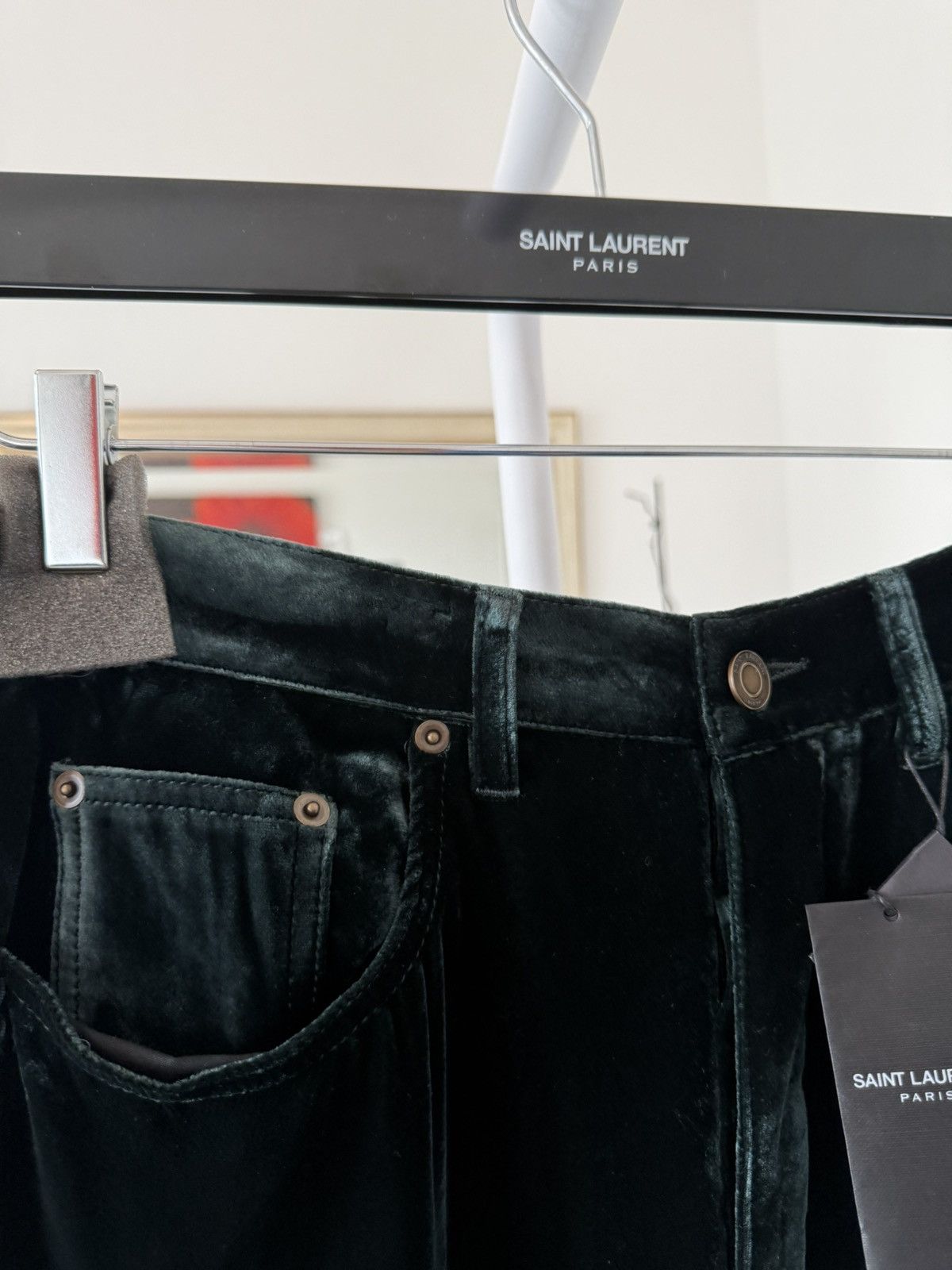 Saint Laurent Paris FW22' Saint Laurent Wide Leg Velvet Pants Green Size US 33 - 5 Thumbnail