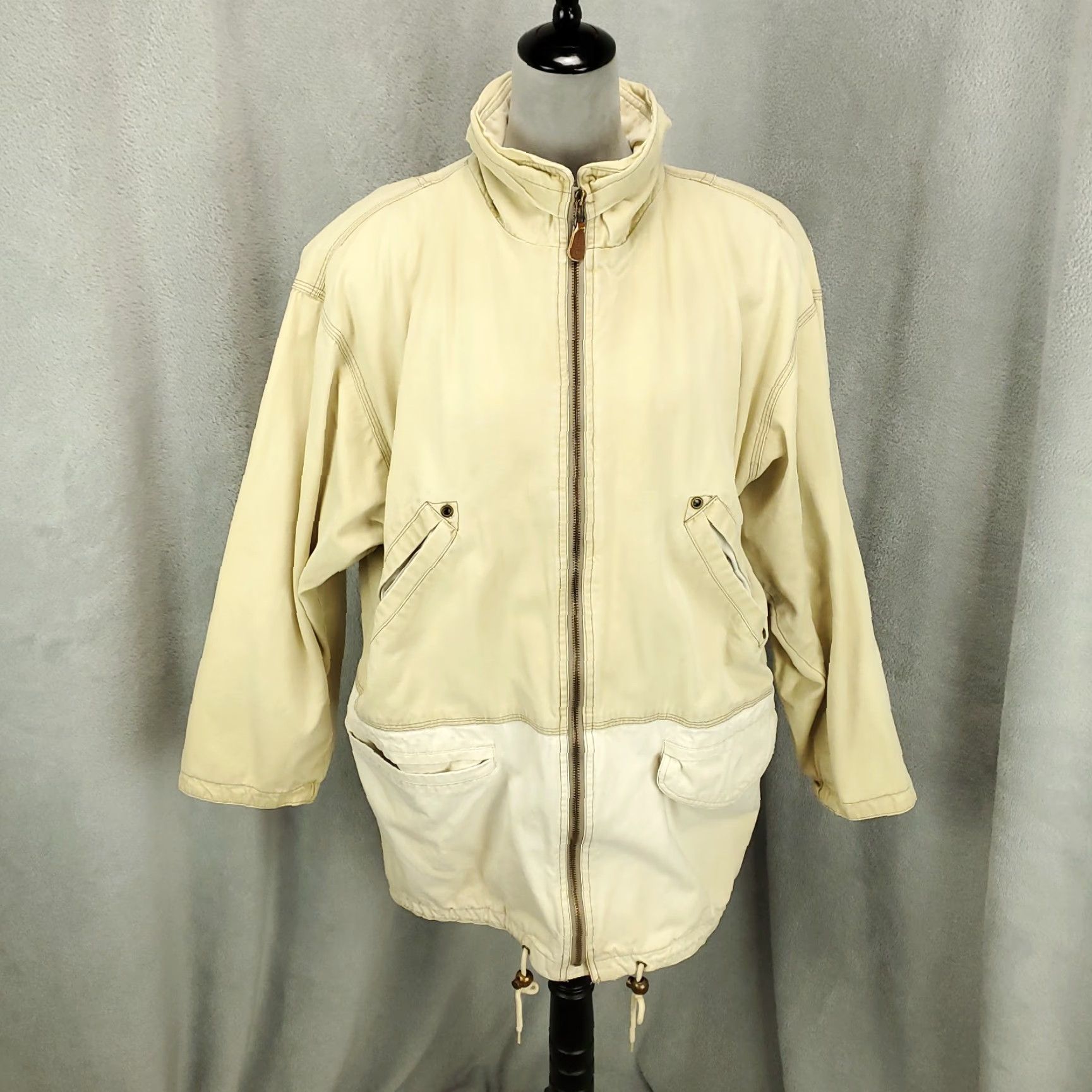 Vintage VINTAGE JLC Jacket Womens Oversized Small Light Beige Ivory Canvas Zip Shirt Regular Ladies Beige Classic Casual Travel Pockets 90s? Size S / US 4 / IT 40 - 2 Thumbnail