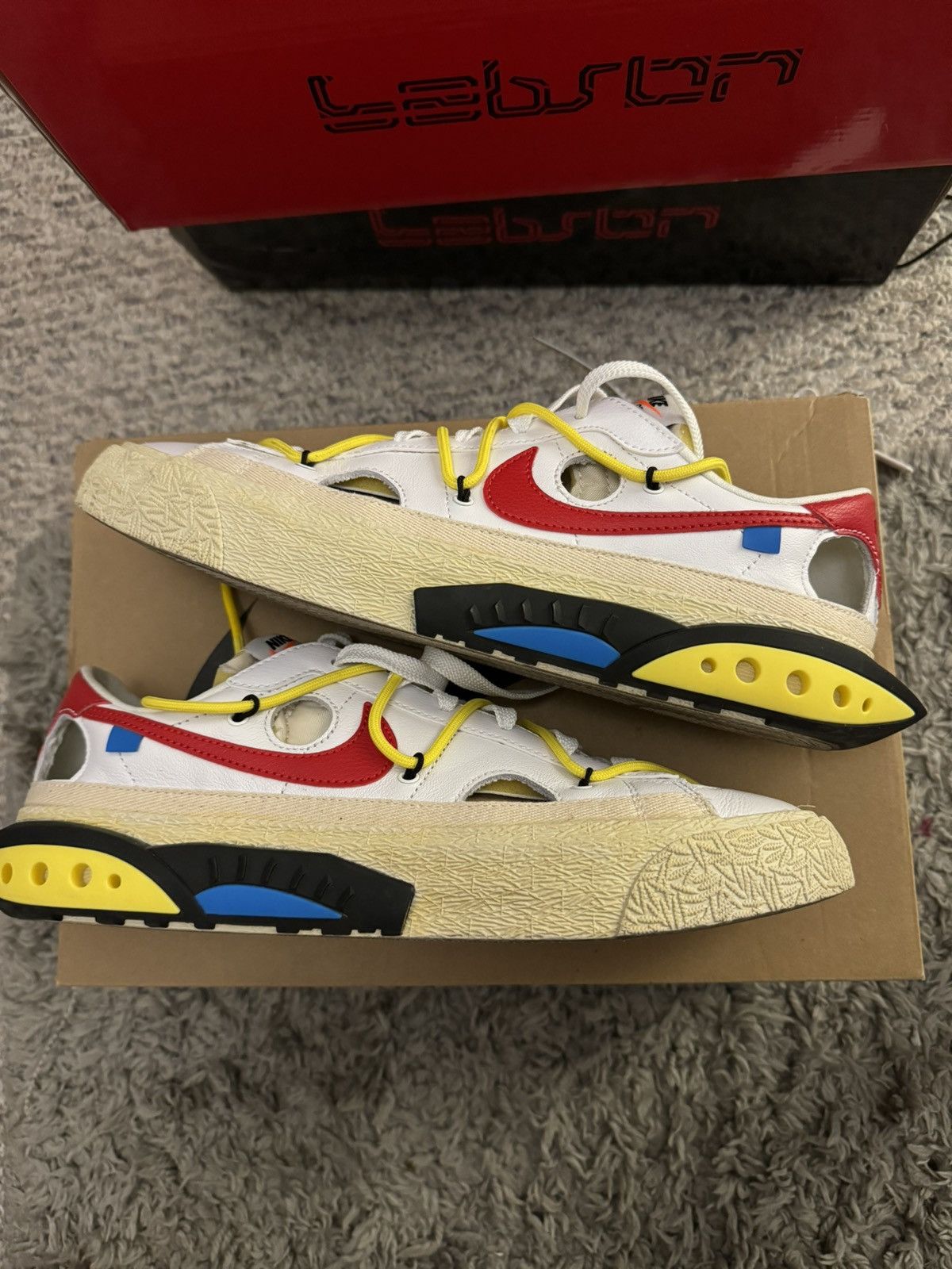 Nike × Off-White NIKE BLAZER LOW “OFF WHITE UNIVERSITY RED” Size US 9.5 / EU 42-43 - 2 Thumbnail