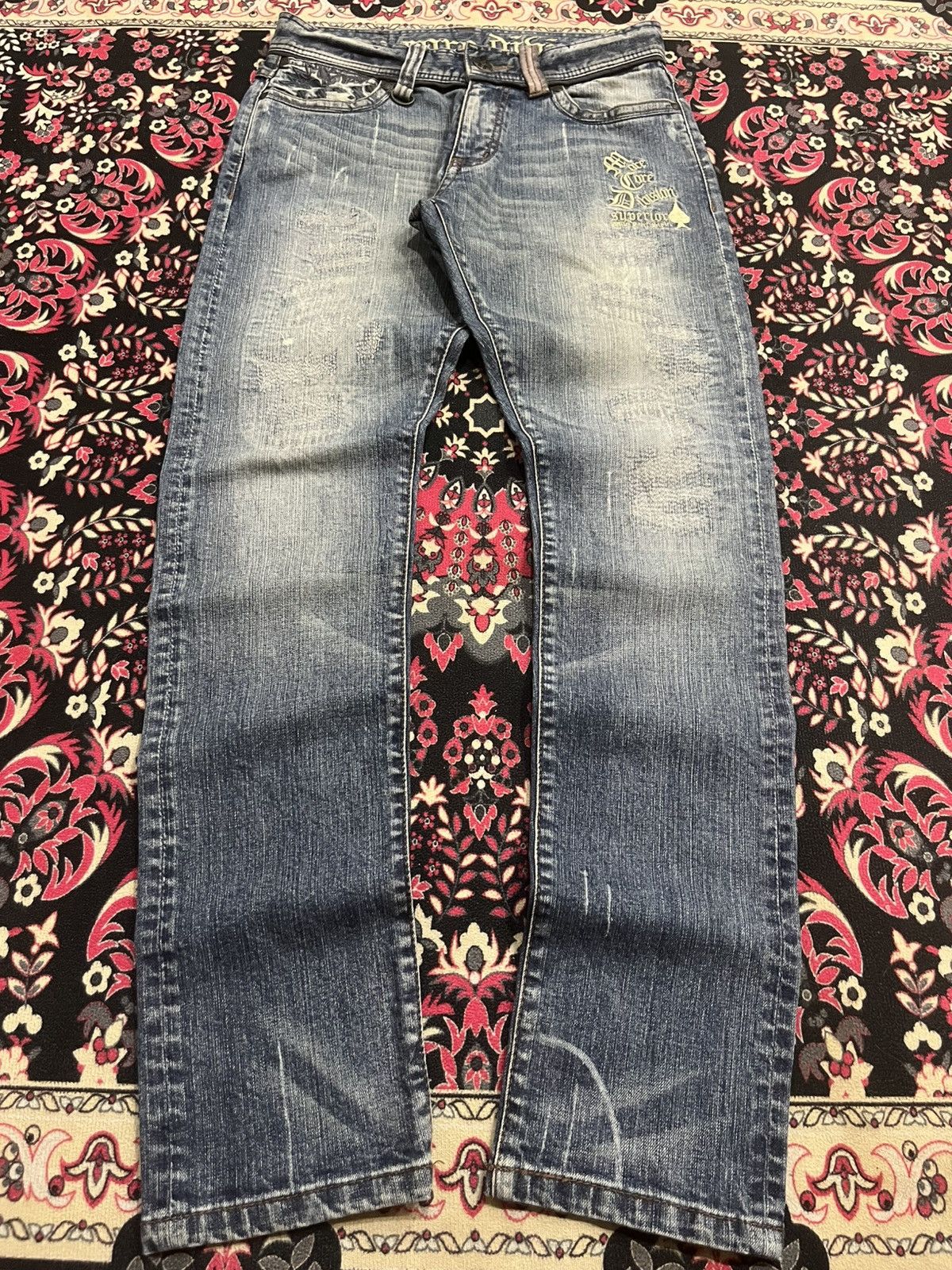 Japanese Brand Vintage Japanese Brand MCD Embroidered Slogan Sashiko Jeans Size US 30 / EU 46 - 1 Thumbnail