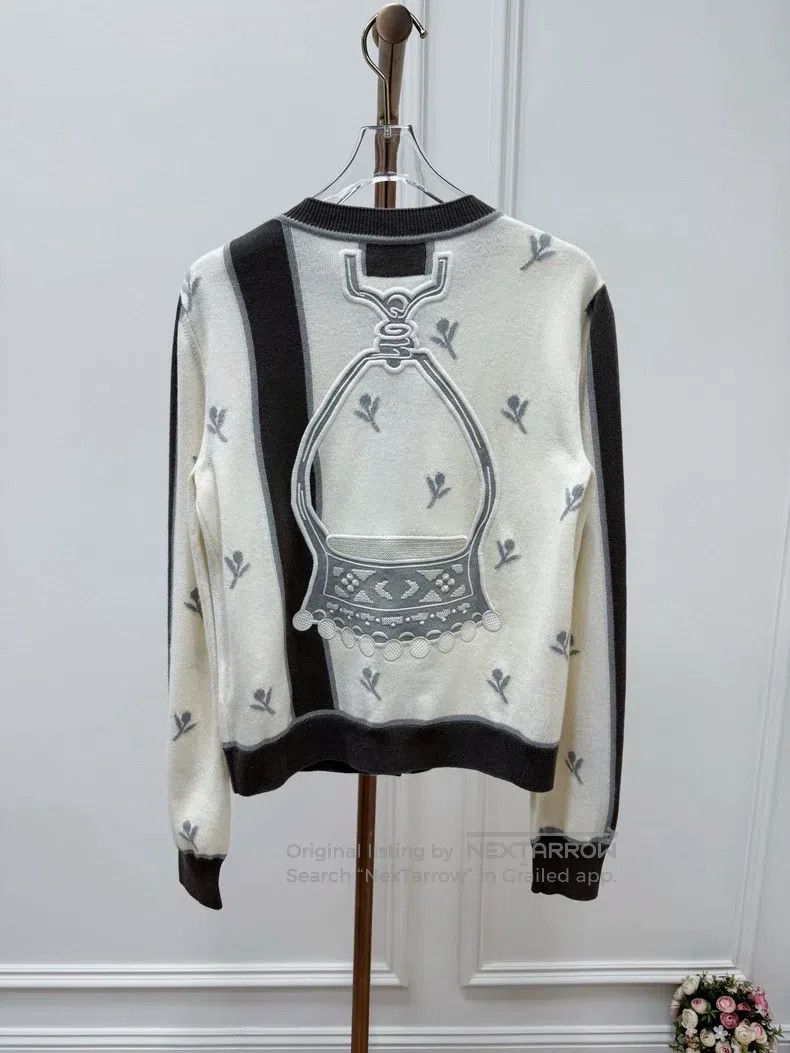 Hermes Hermes Color-blocked broken flower back embroidery knitted Size XS / US 0-2 / IT 36-38 - 2 Thumbnail