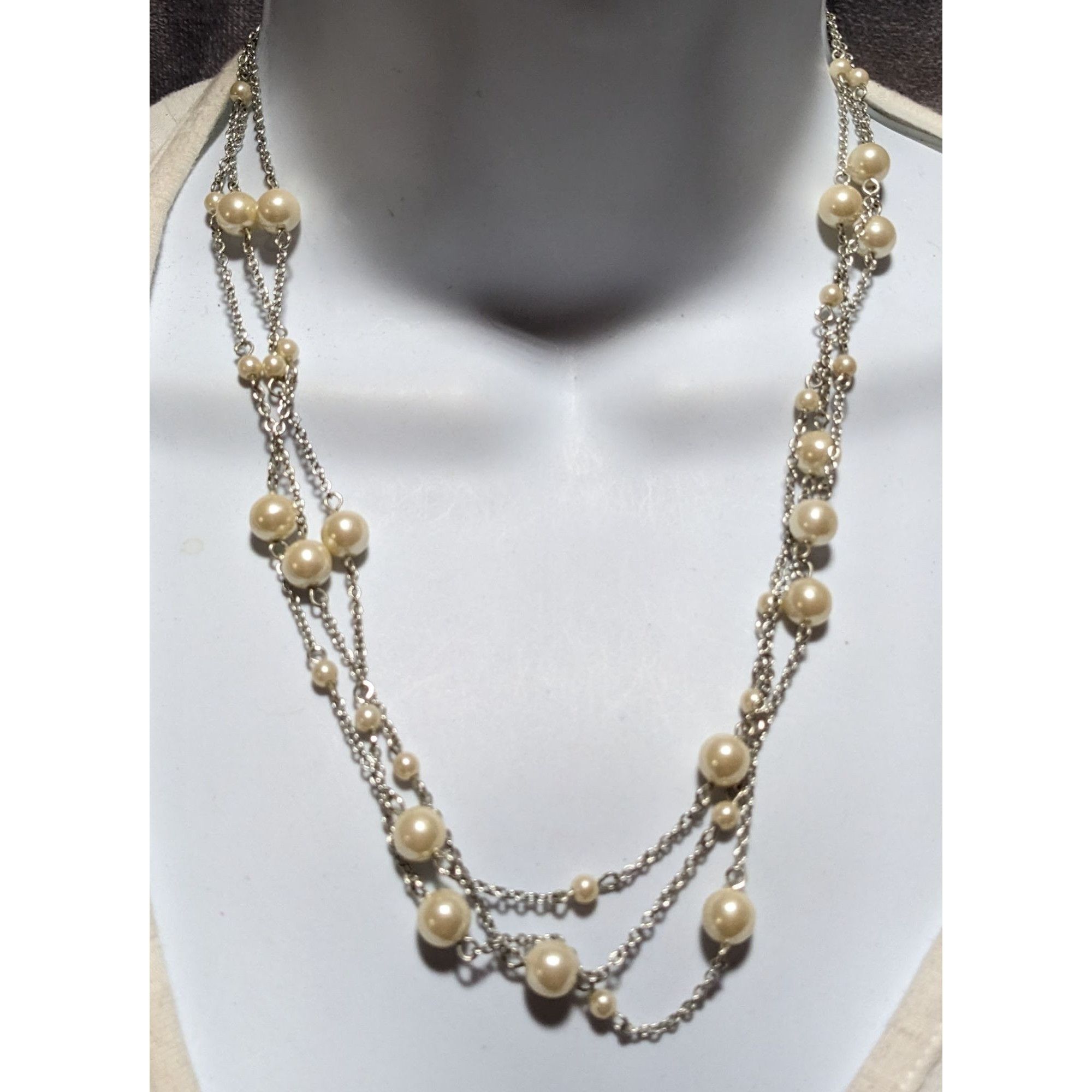 Chaps Chaps Multilayer Chain Pearl Necklace Size ONE SIZE - 6 Thumbnail