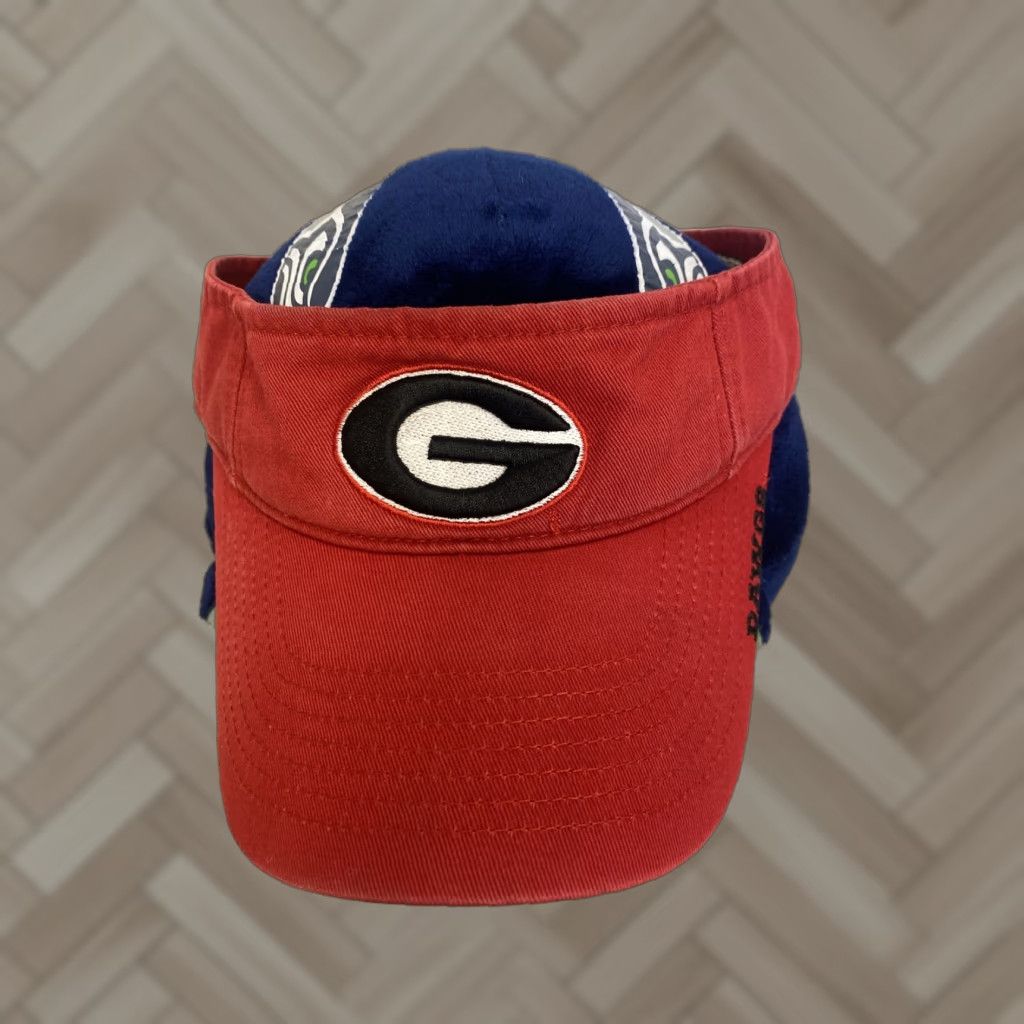 Vintage Georgia University Bulldogs Red Golf Visor Unisex Adults Adjustable Sun Cap Size ONE SIZE - 1 Thumbnail