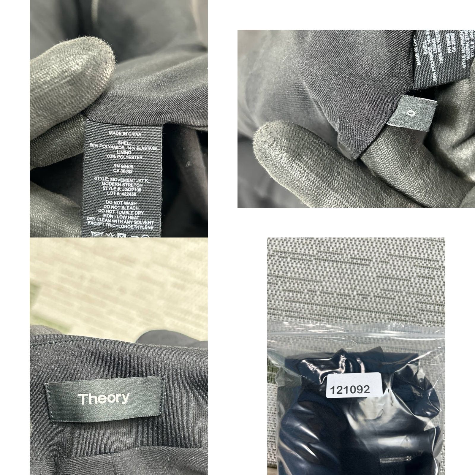 Theory Theory Movement Jacket Womens Short Black Tweed Full Zip Peplum Stretch Lined Polyamide Zipper Size XS / US 0-2 / IT 36-38 - 8 Thumbnail