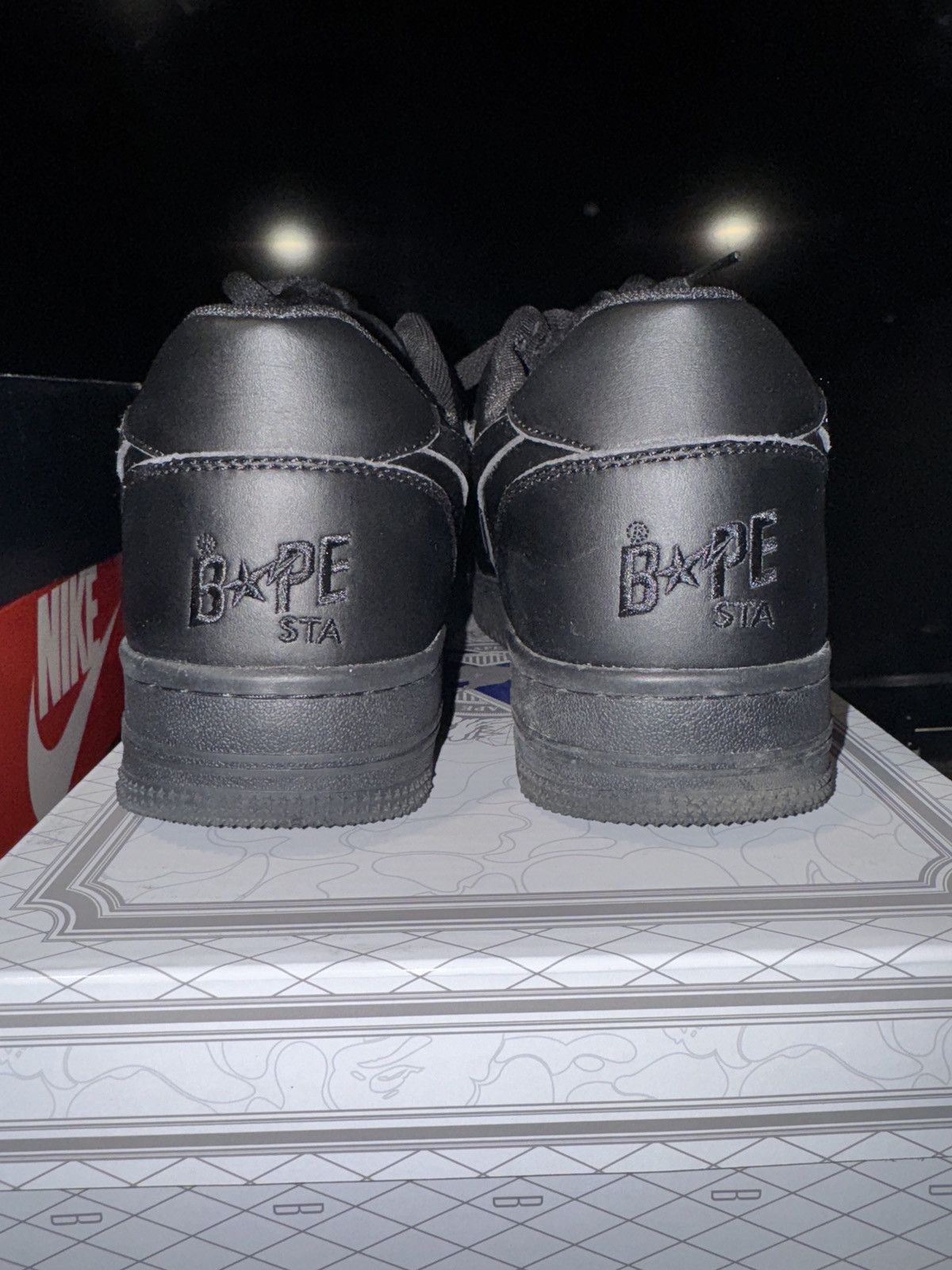 Bape A Bathing Ape Bapesta low Triple Black Size US 12 / EU 45 - 4 Thumbnail