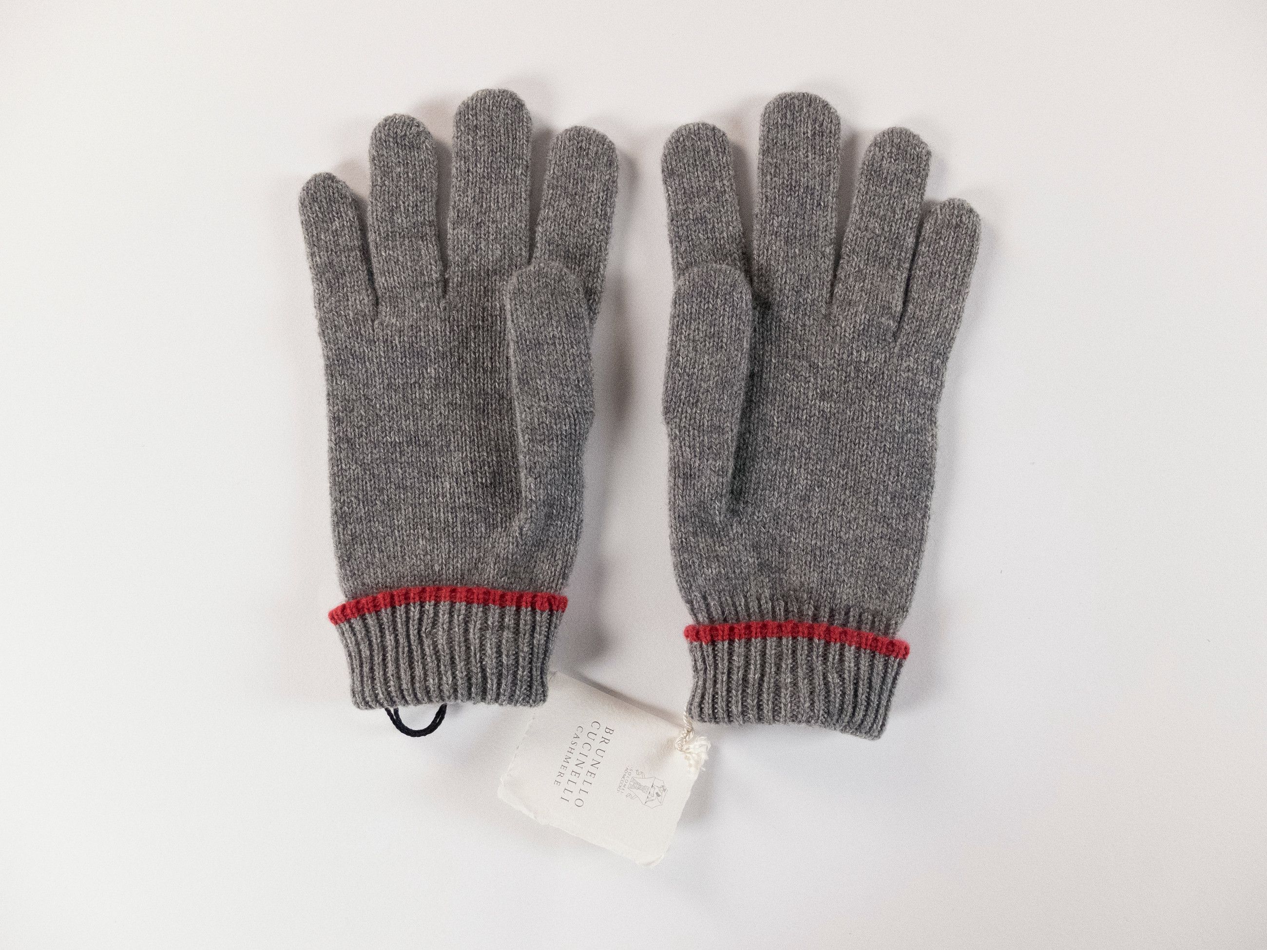 Brunello Cucinelli BRUNELLO CUCINELLI gray cashmere knit gloves Large Size ONE SIZE - 1 Thumbnail