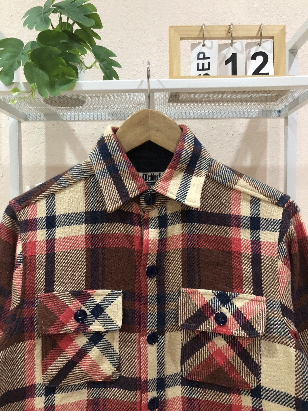 Bape 2011 BAPE Burberry Plaid Ape Head Elbow Patch Flannel Size US S / EU 44-46 / 1 - 3 Thumbnail