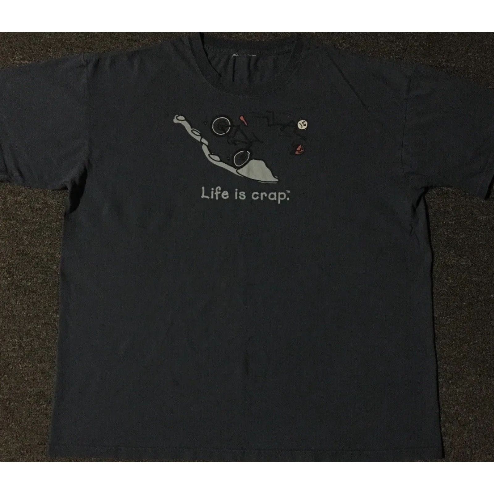Alife Vtg Life Is Crap Faded Distress Biker Shirt XXL Funny Parody Joke Grunge Y2K 90s Shirt Mens 2XL Blue Humor 80s 90s Grunge Comedy Joke Vintage Size US XXL / EU 58 / 5 - 2 Thumbnail