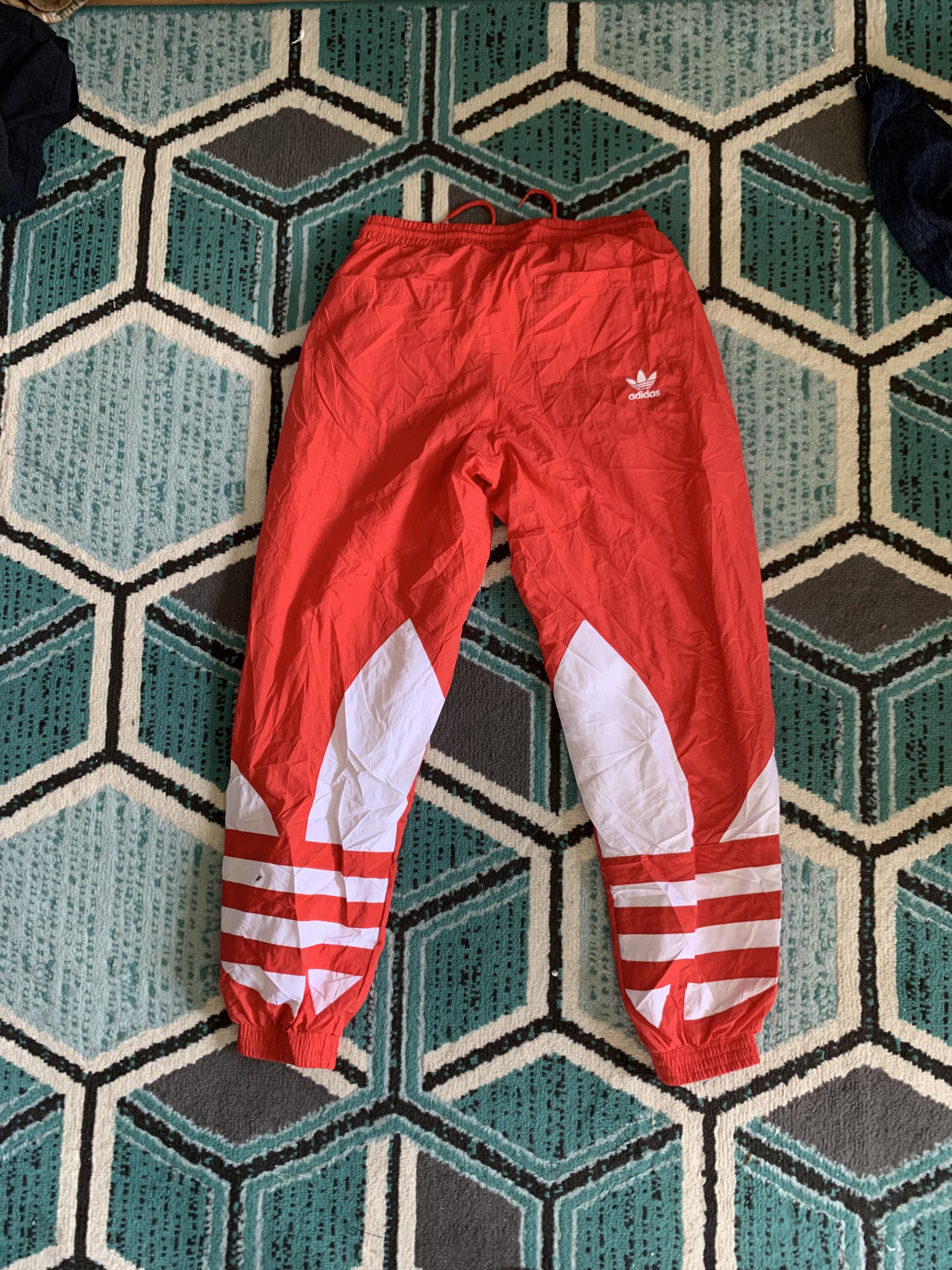 Image of Tracksuit Pants Adidas Big Logo Nylon in Red, Men's (Size 30)