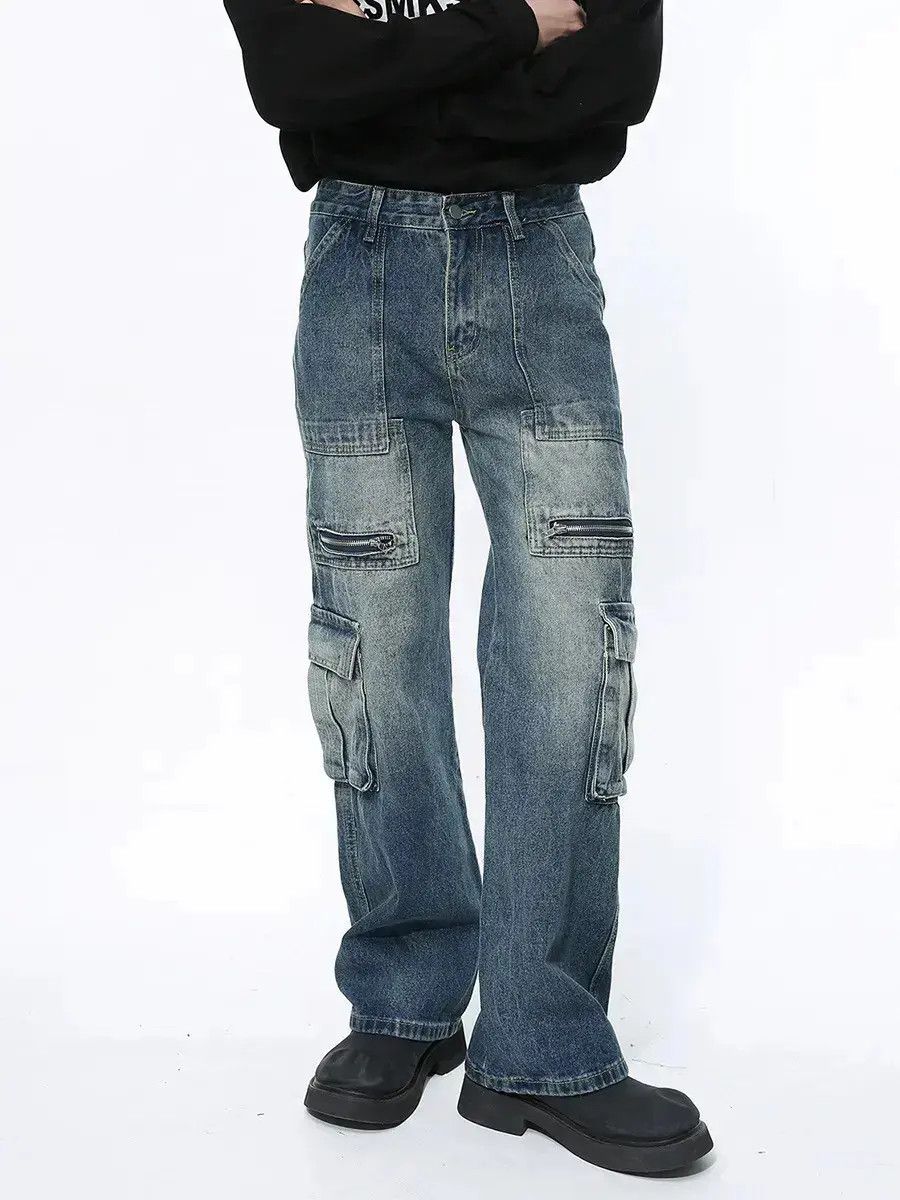 Japanese Brand Retro loose high street pocket jeans Size US 32 / EU 48 - 2 Thumbnail