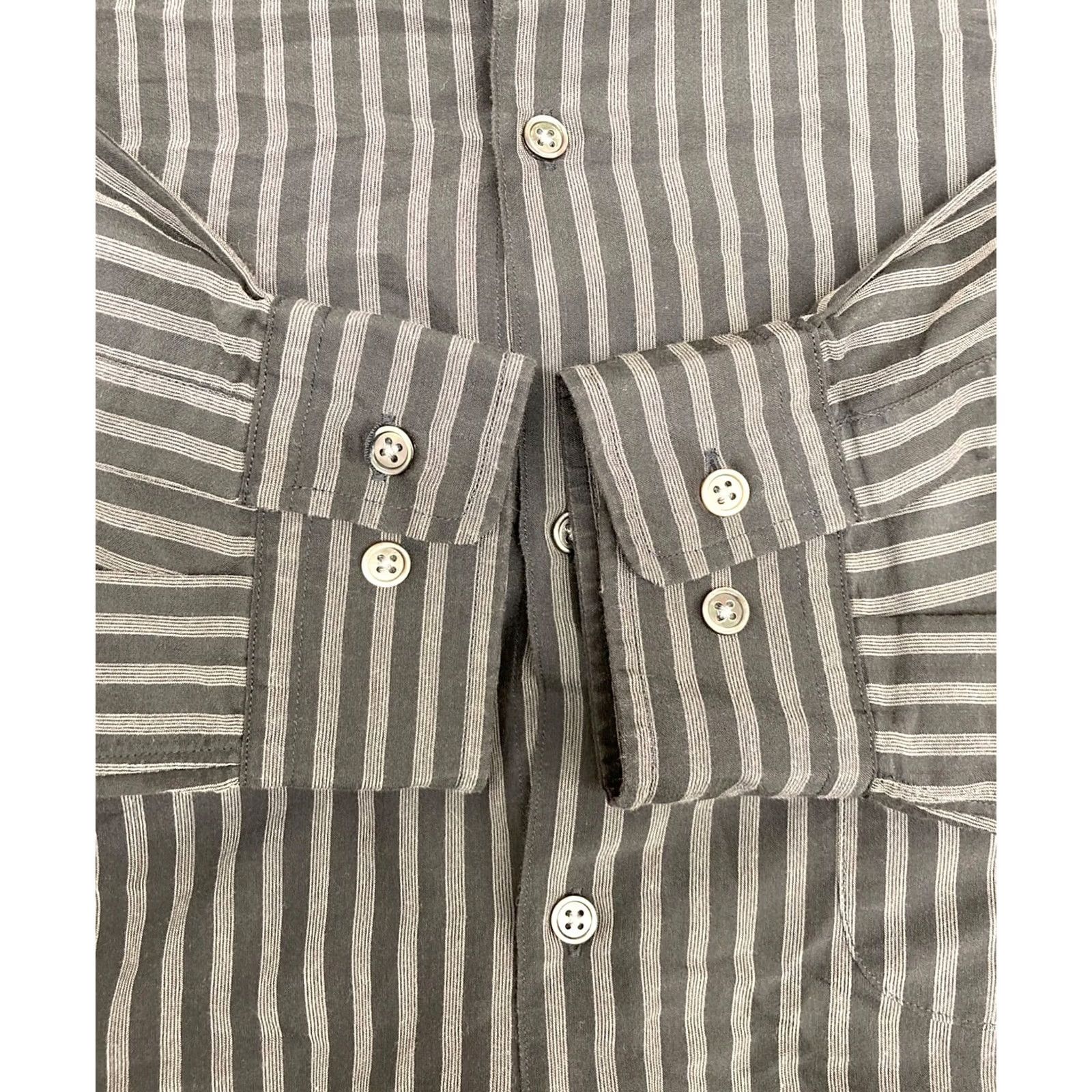STEVEN ALAN Shirt T/C Dark Stripe Regular Collar Gray M Men 8111 