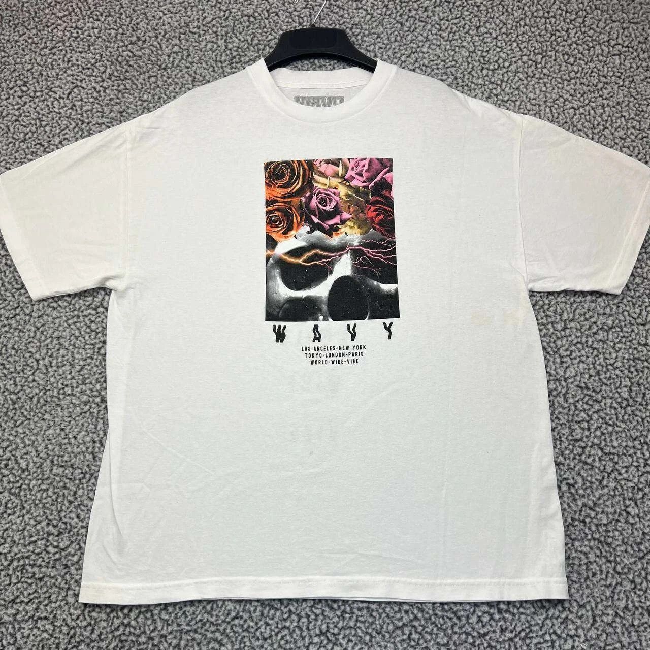Other Wavy World-Wide Vibe Shirt Men XL White Crew Neck Cotton Size US XL / EU 56 / 4 - 1 Thumbnail