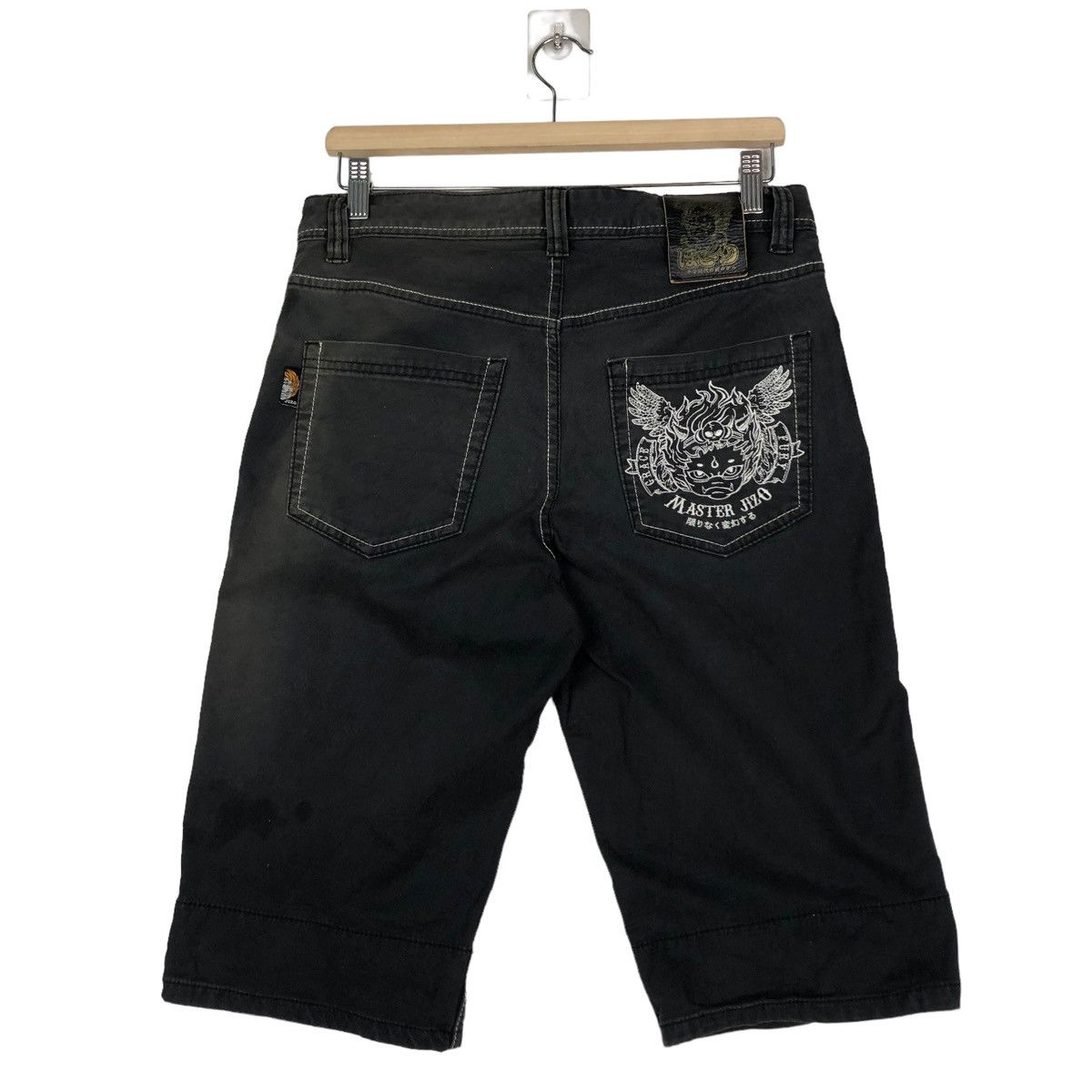 Japanese Brand 🔥VINTAGE SUKAJAN SHORT PANTS DENIM MASTER JIZO BIG LOGO Size US 32 / EU 48 - 8 Thumbnail